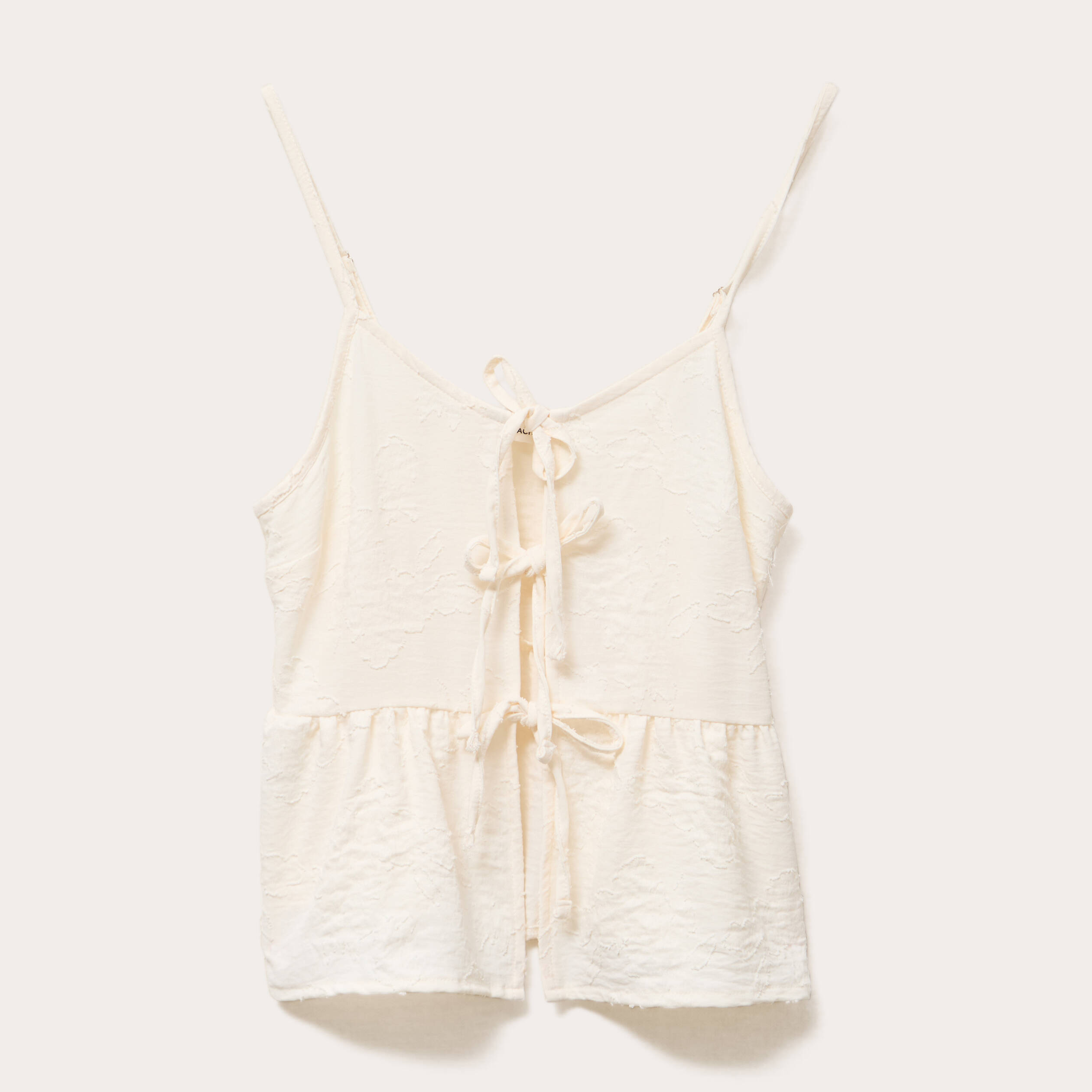 top droit cropped col v plisse ecru femme Top droit cropped col v plissé ecru femme
