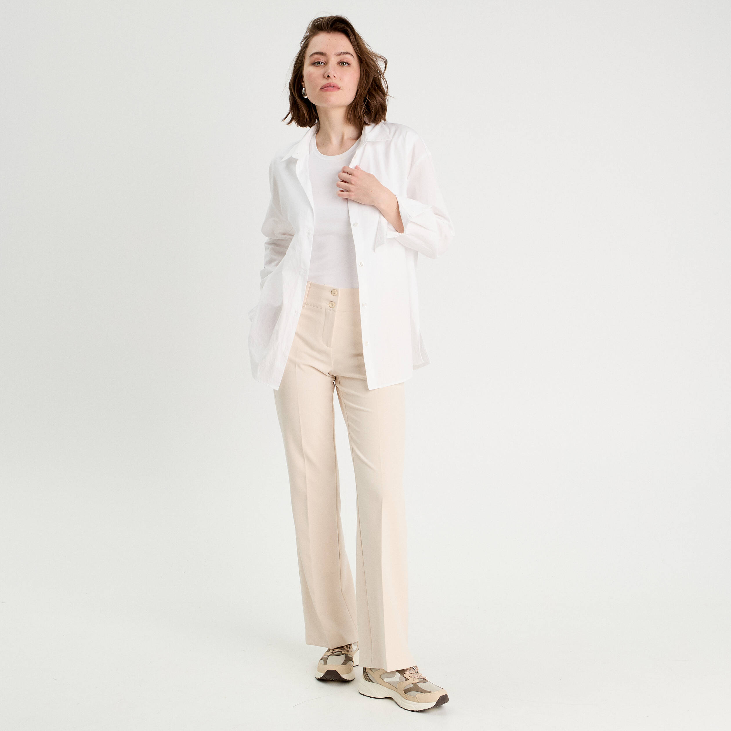 Pantalon flare sable femme