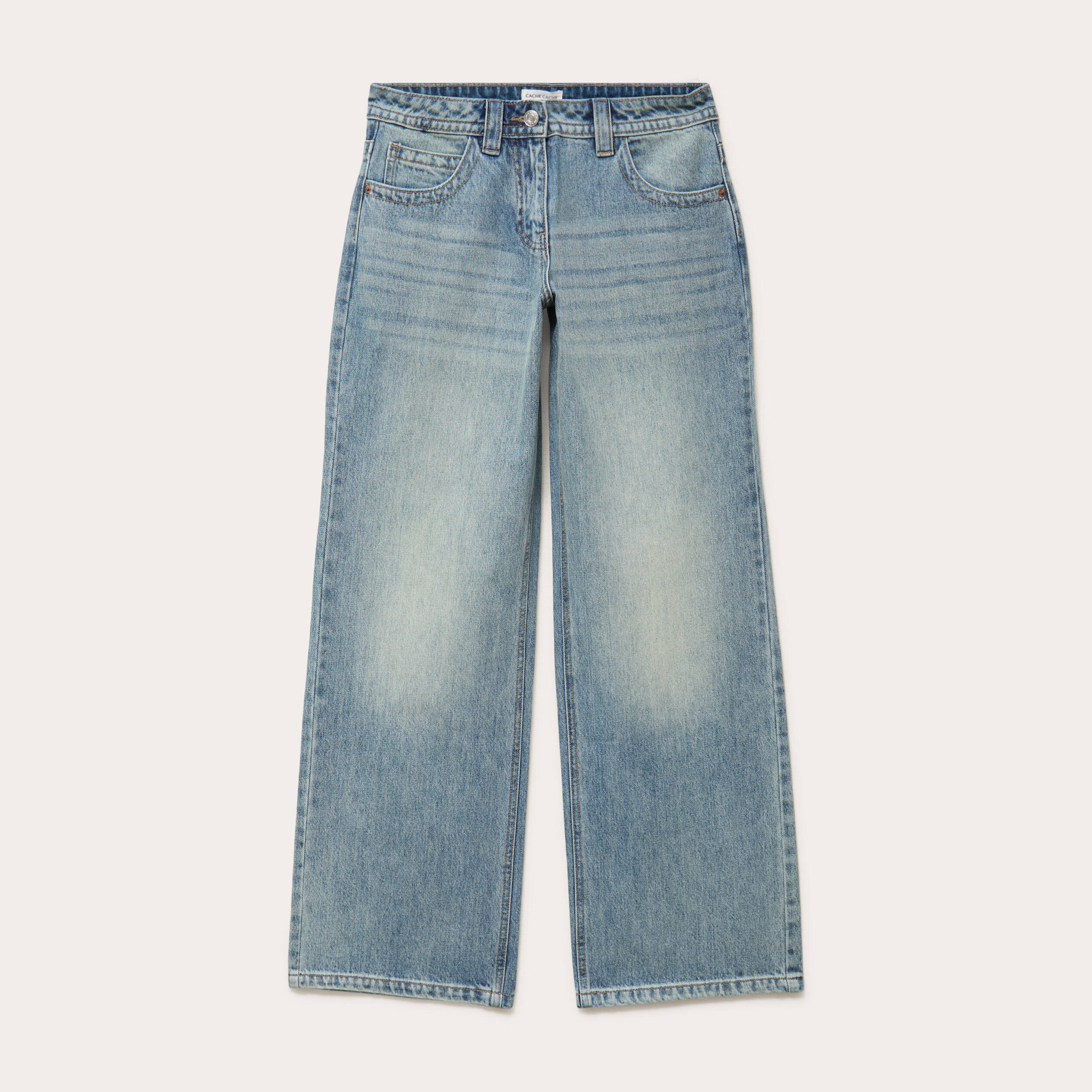 Jeans droit taille basse denim double stone femme