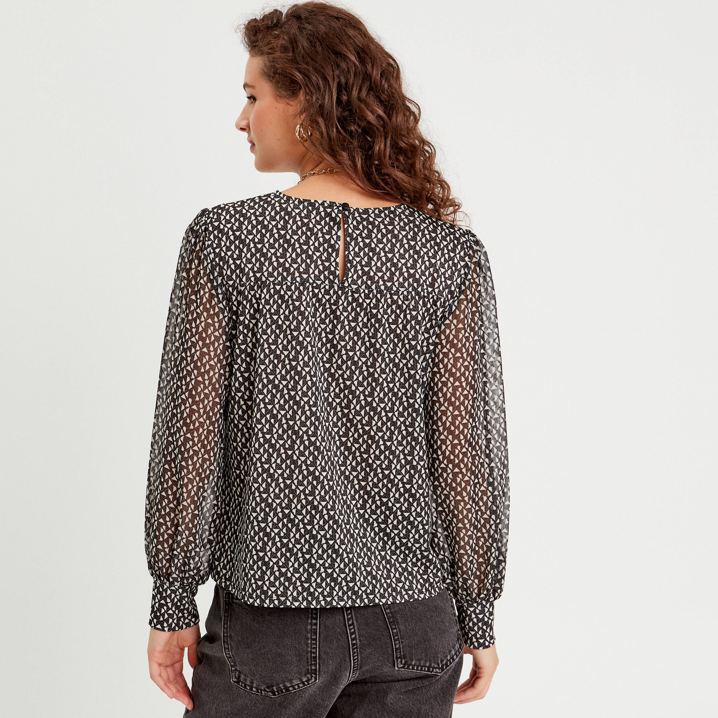 blouse manches bouffantes noir femme Blouse manches bouffantes noir femme