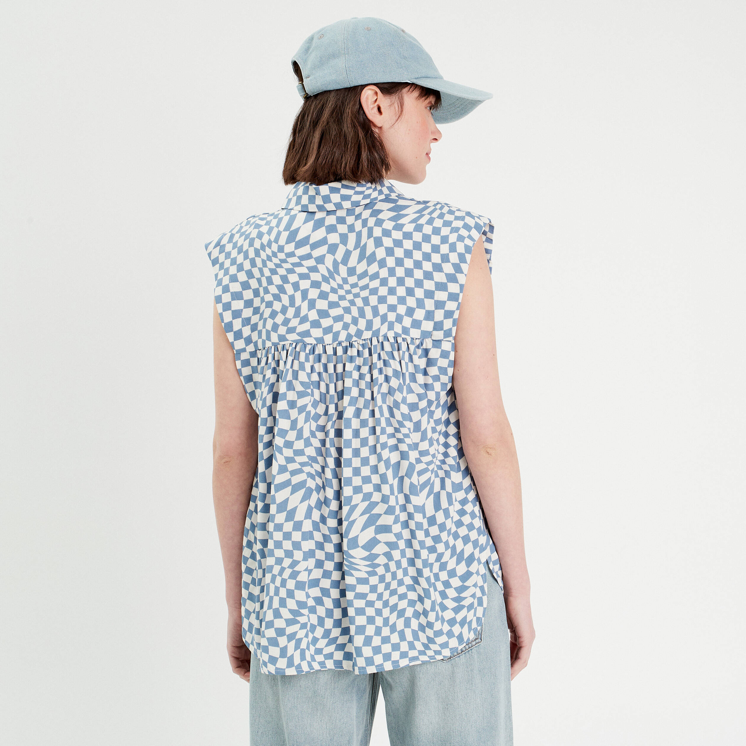 chemise sans manches bleu femme Chemise sans manches bleu femme
