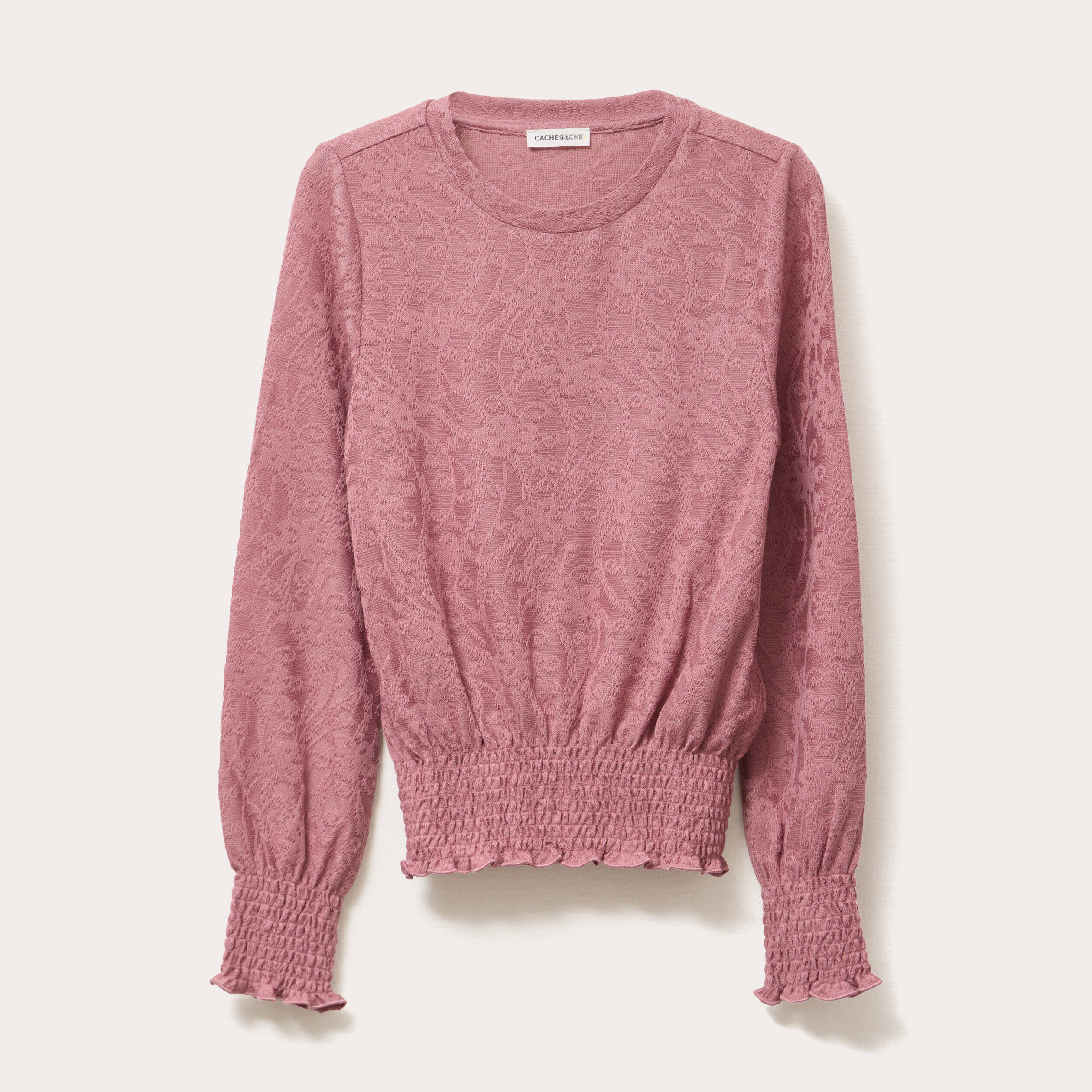 Blouse manches longues vieux rose femme