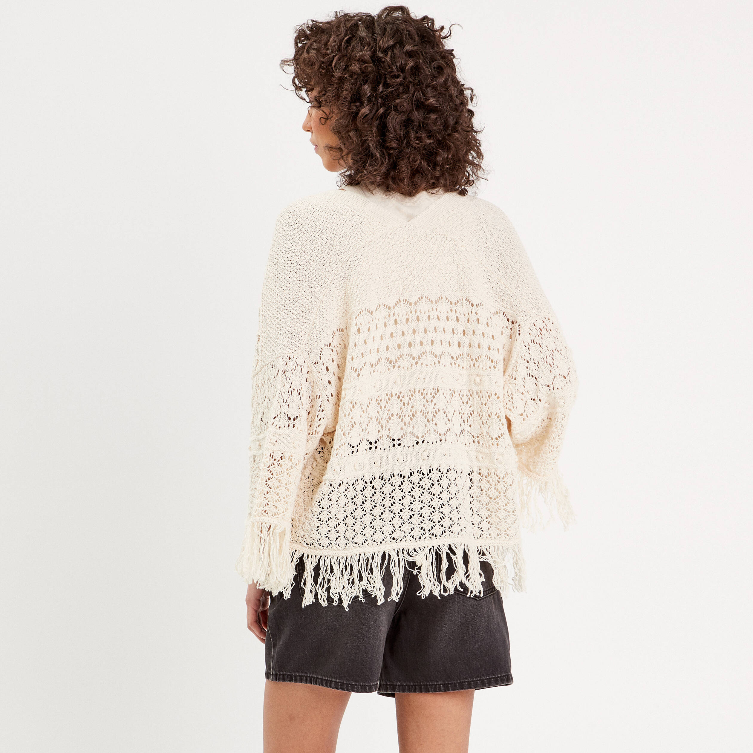 Veste Cardigan Femme à Paillettes Et Franges - Gilet Sequin Vintage, Multicolore, Taille Unique
