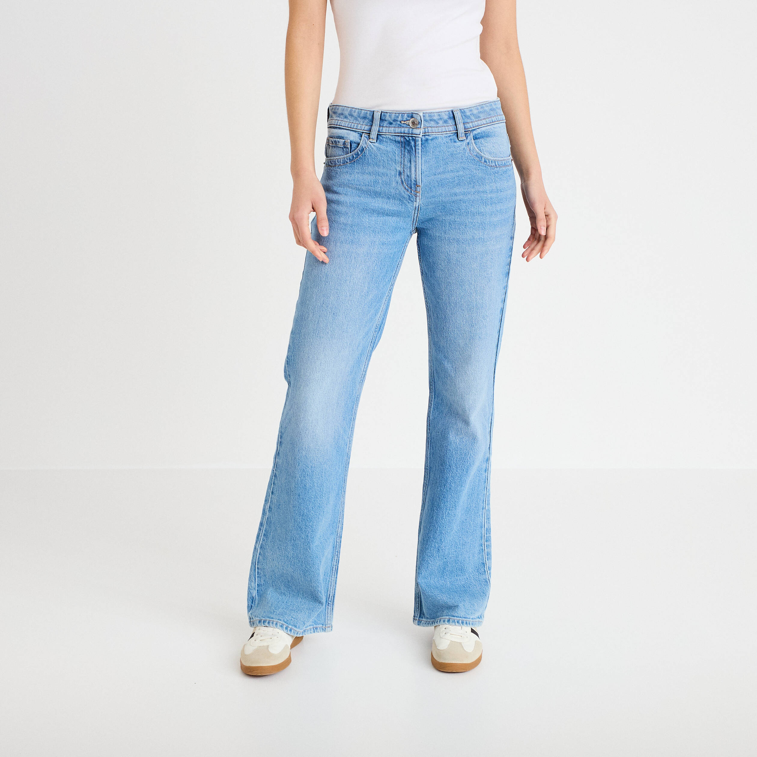 Jean bootcut taille basse denim triple stone femme