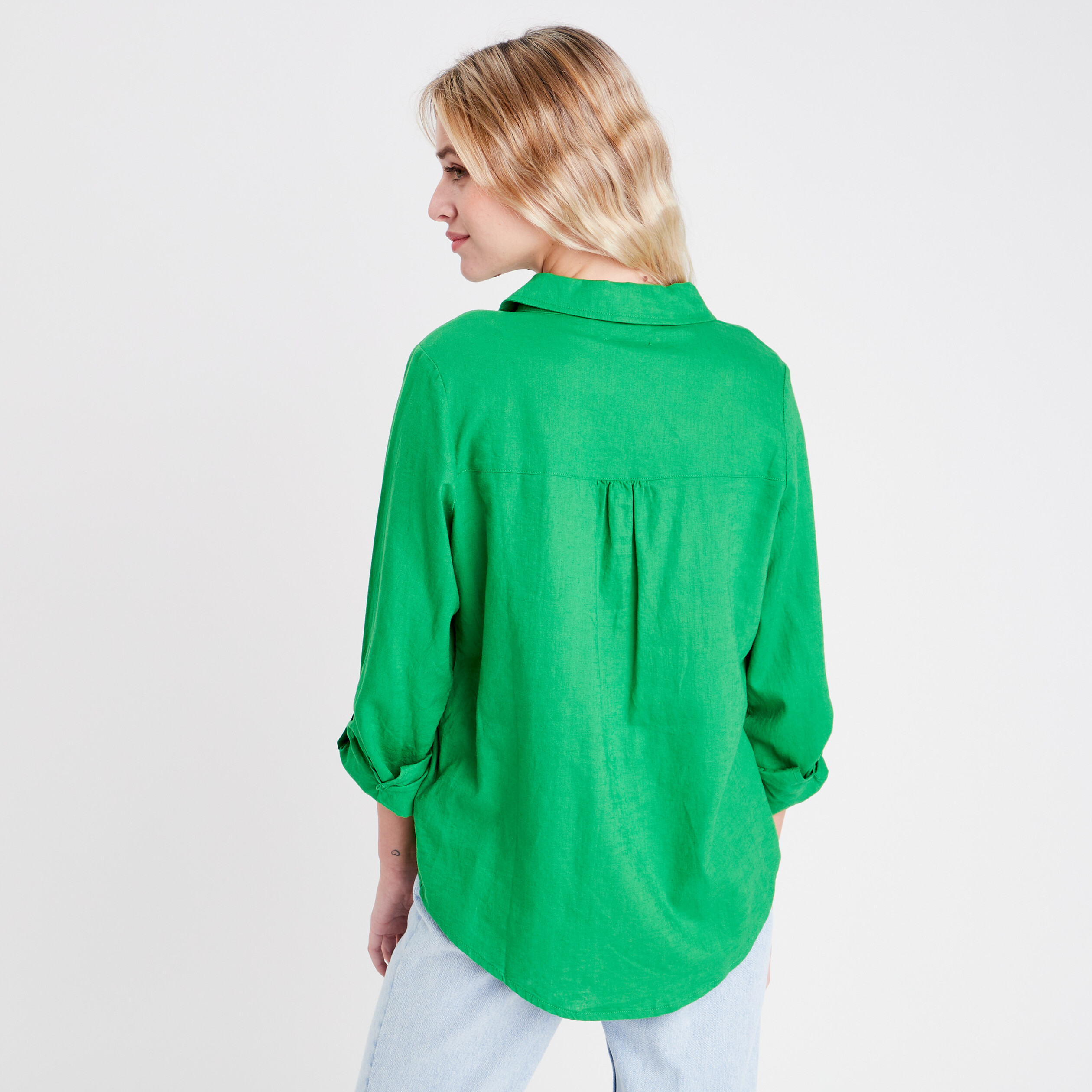 Lin Chemisier Vert Chemise Femme Lin Chemise En Lin Manches