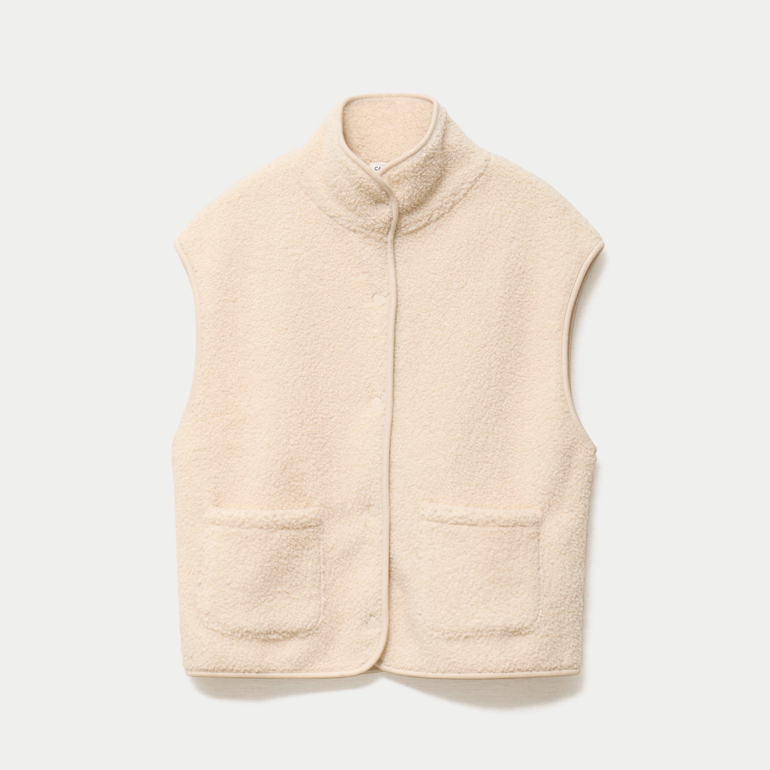Veste sans manches effet polaire ecru femme