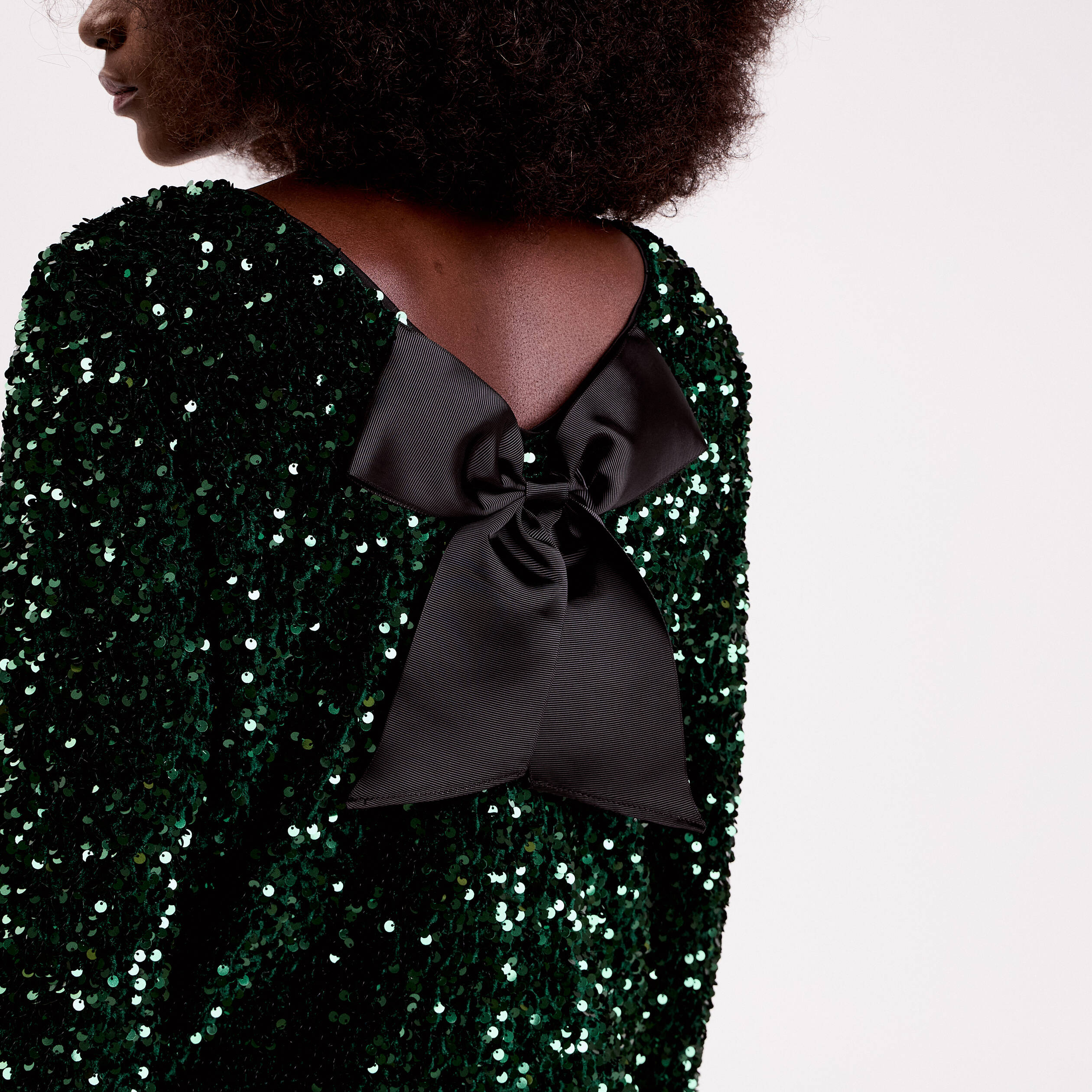 Blouse &agrave; sequins dos nou&eacute; vert fonc&eacute; femme
