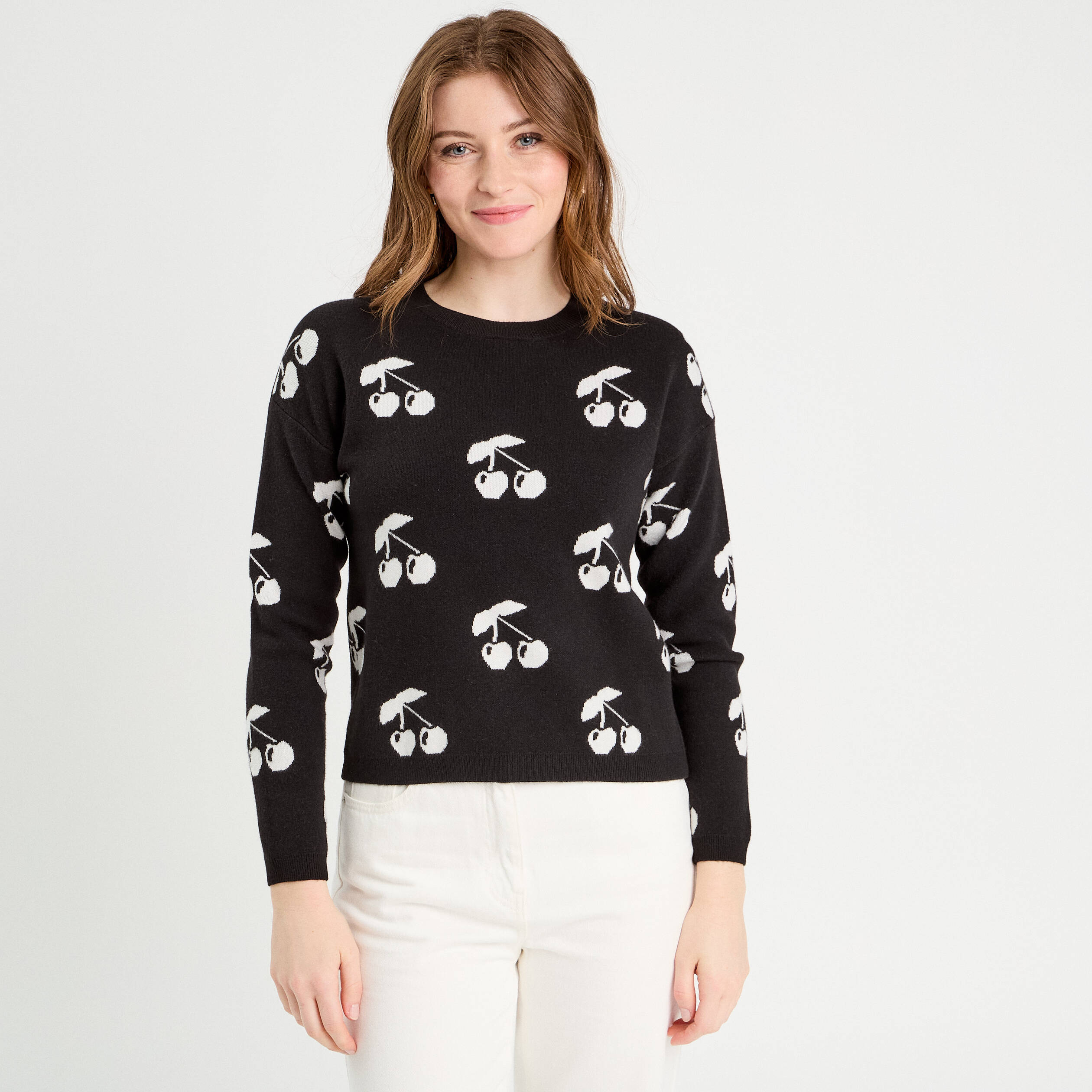Pull manches longues noir femme