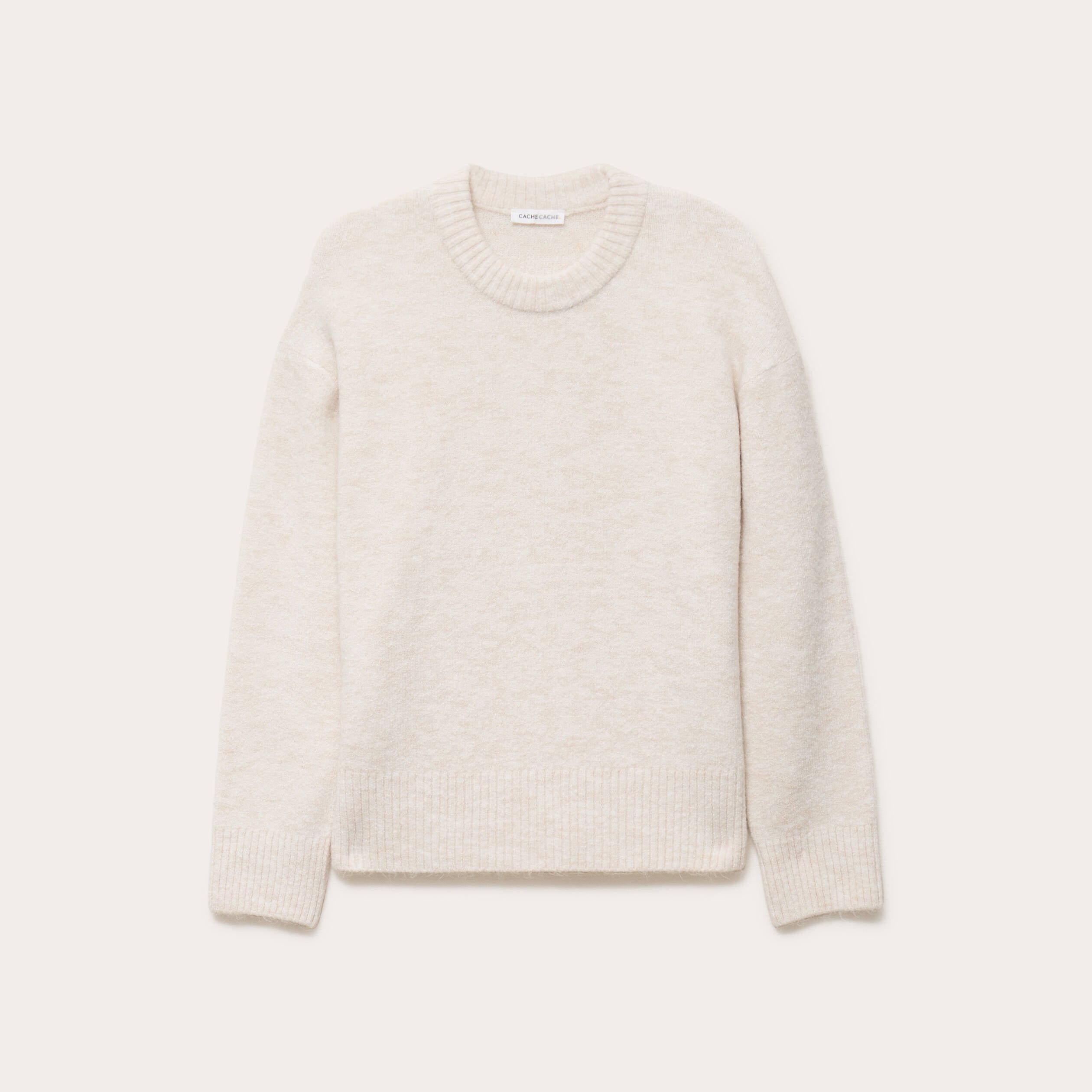 Pull manches longues ecru femme
