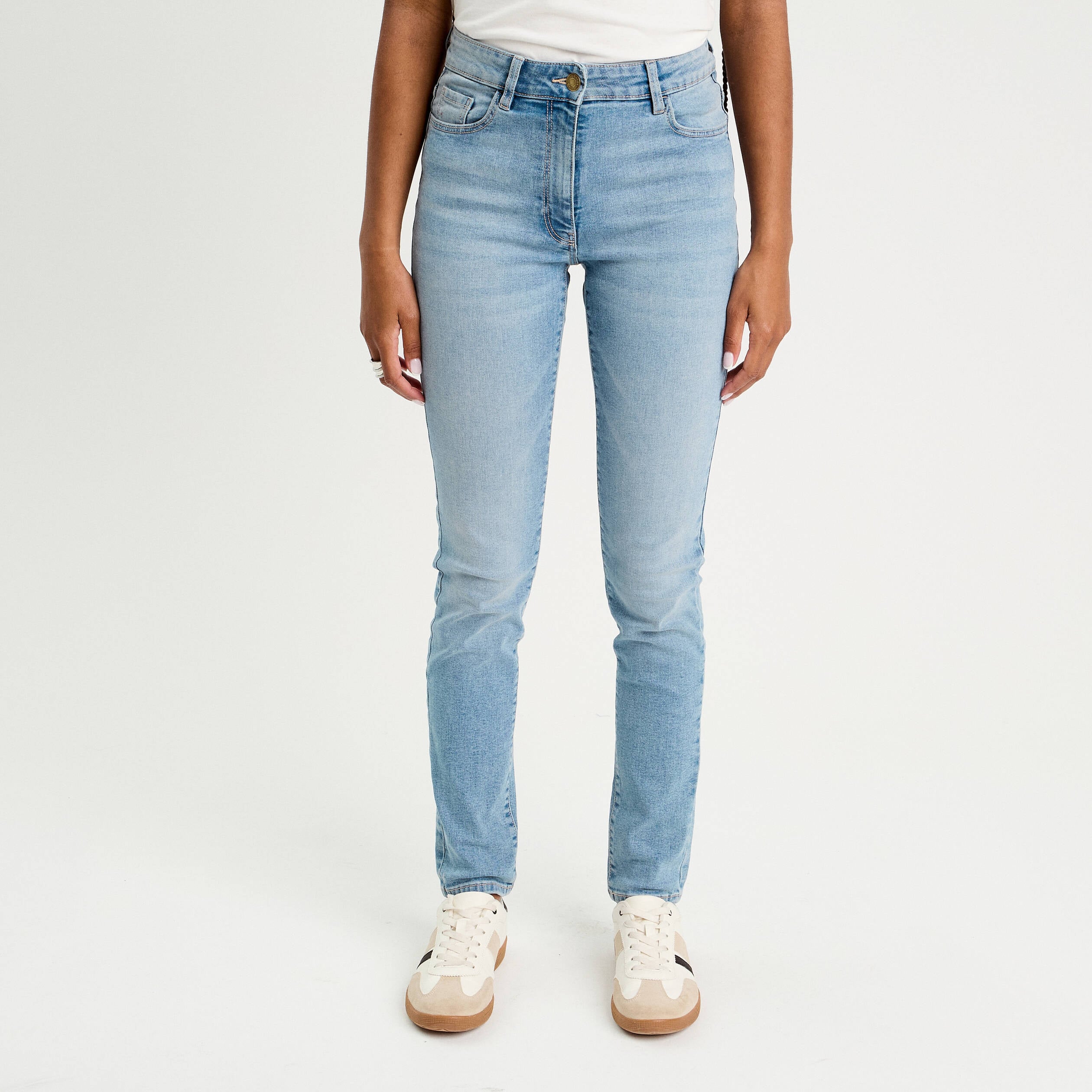 Jeans slim denim bleach femme