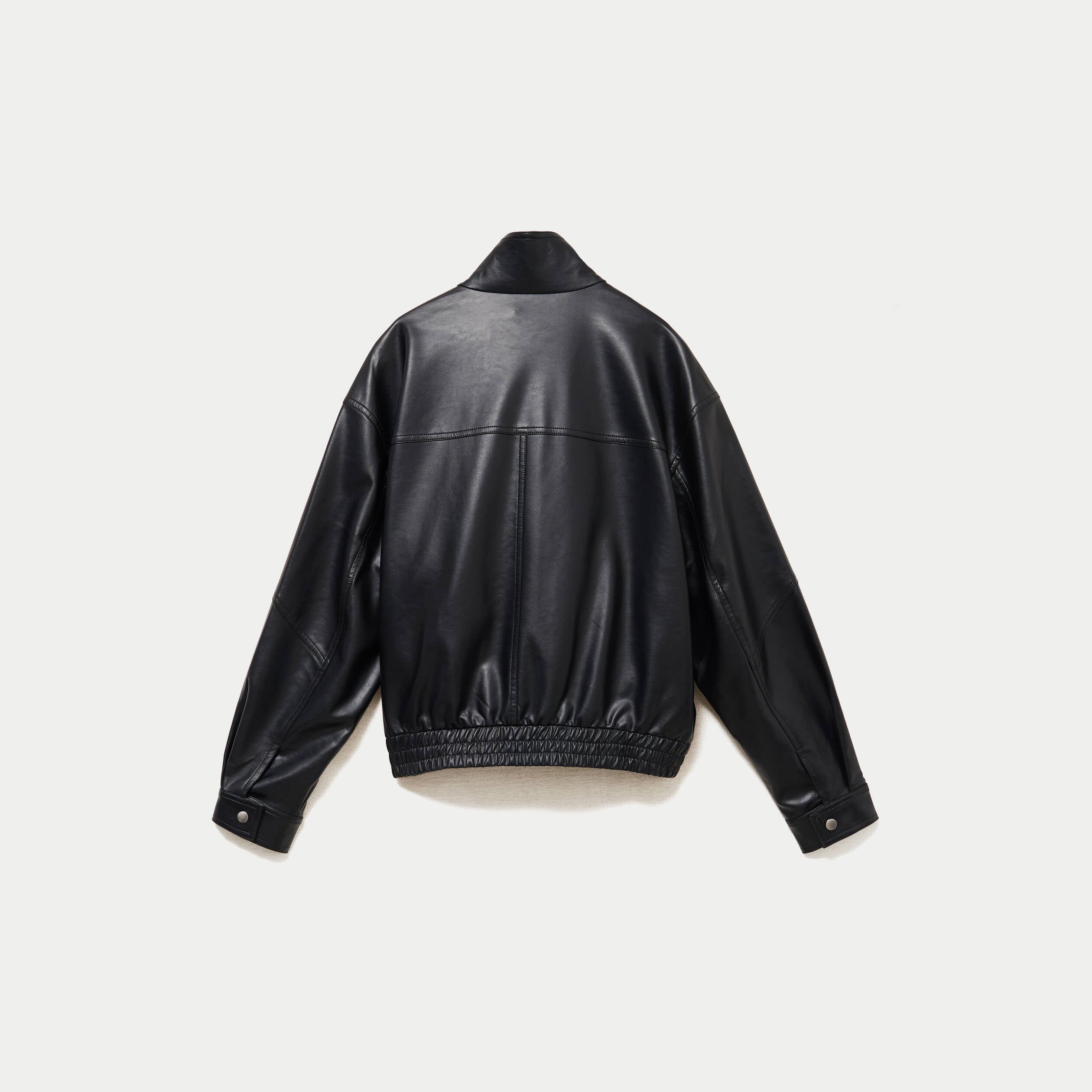 Veste effet boule en similicuir noir femme