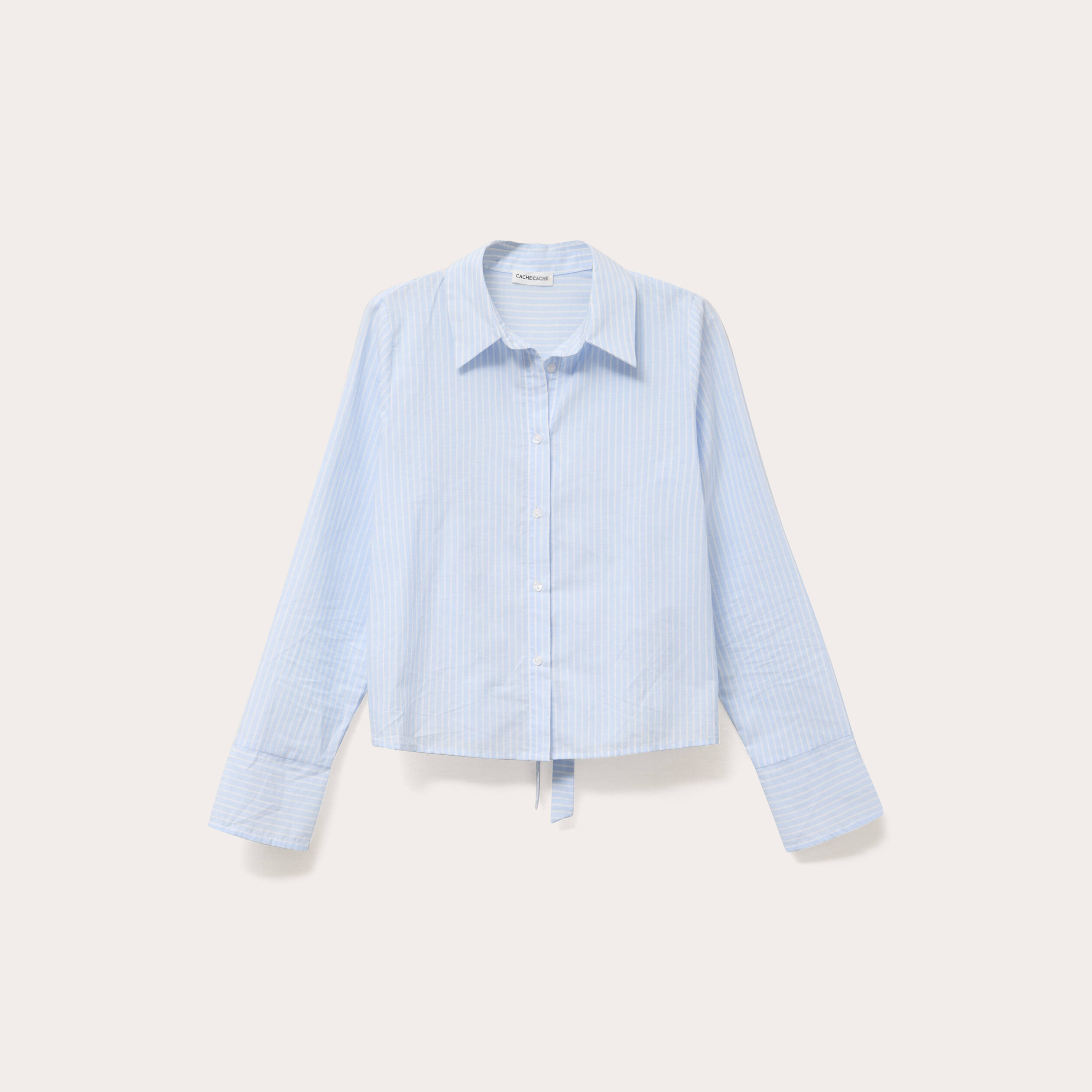 chemise droite courte en coton bleu femme Chemise droite courte en coton bleu femme