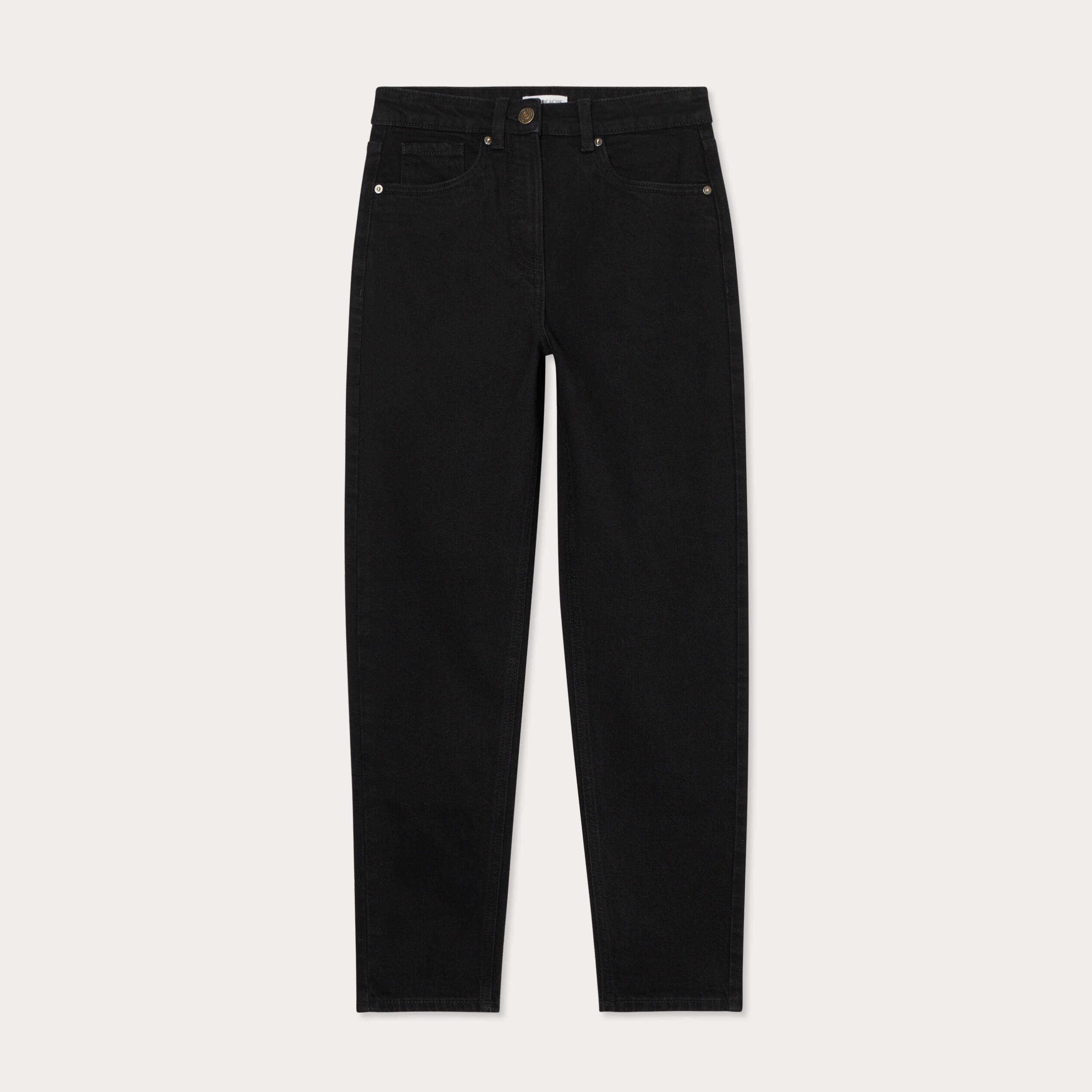 Jeans mom slim stretch denim noir femme