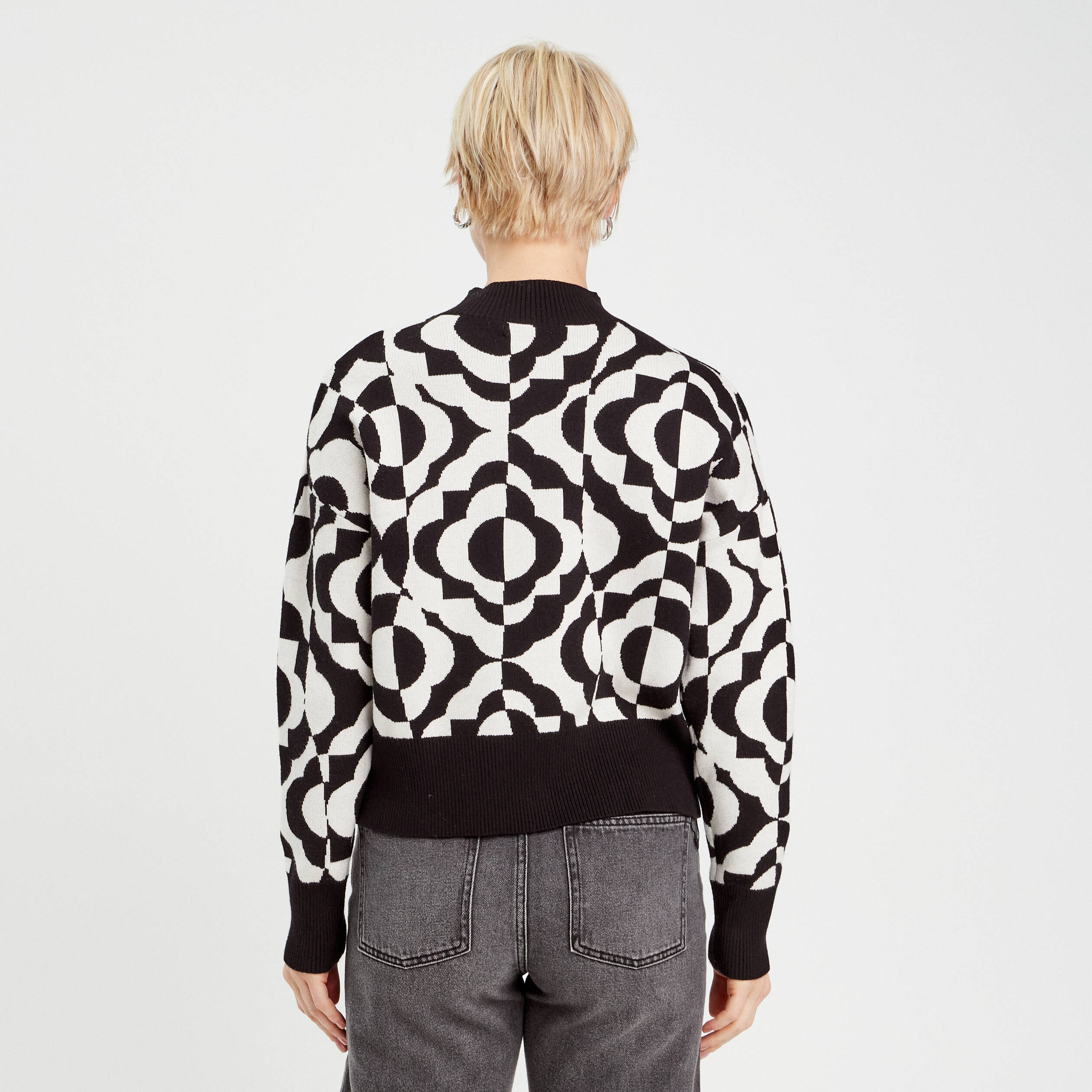 Pull col montant blanc femme