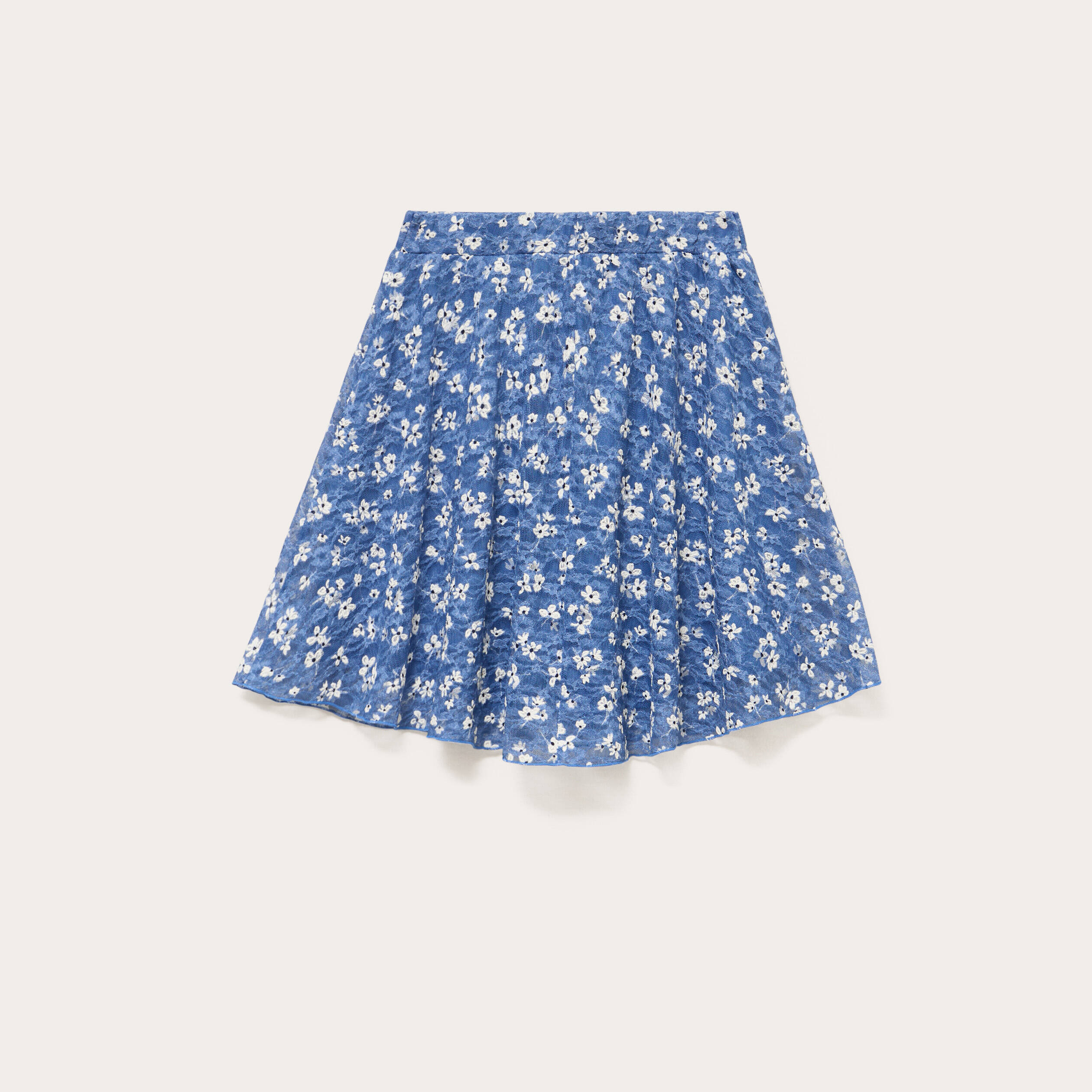 Jupe Courte Bleue Brodée Résille M&S - Taille 12, évasée, Doublée, Style Boho