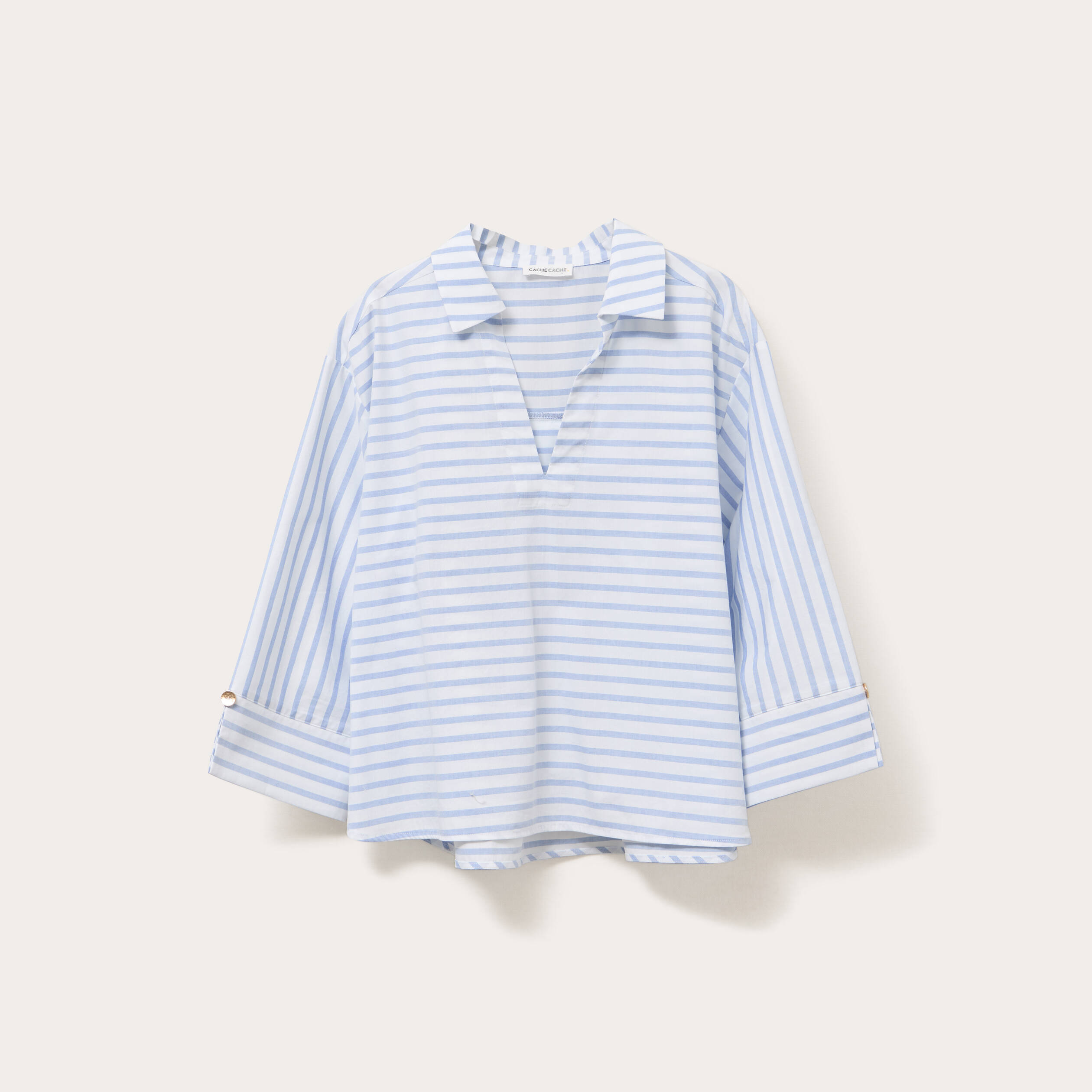 blouse manches 34 bleu femme Blouse manches 3/4 bleu femme