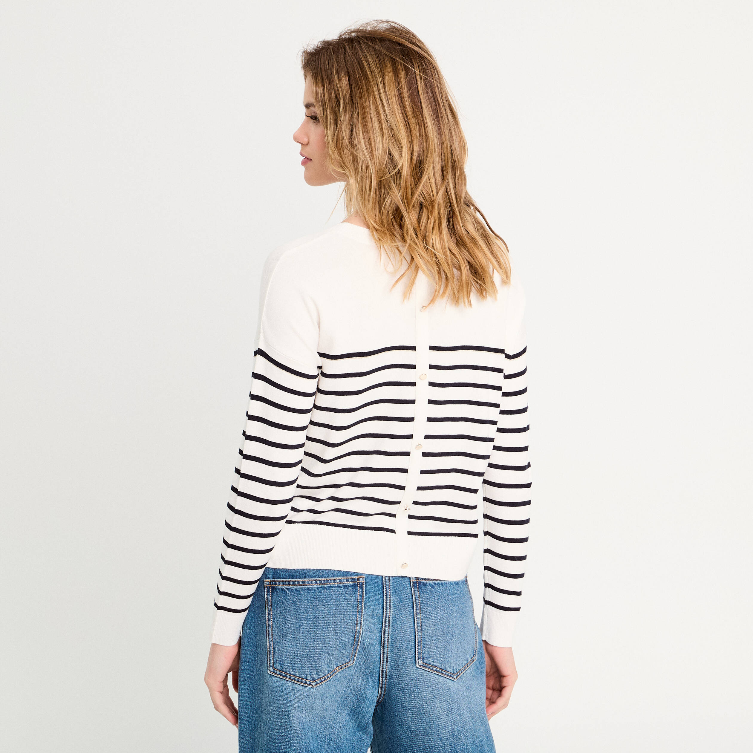Pull manches longues bleu marine femme