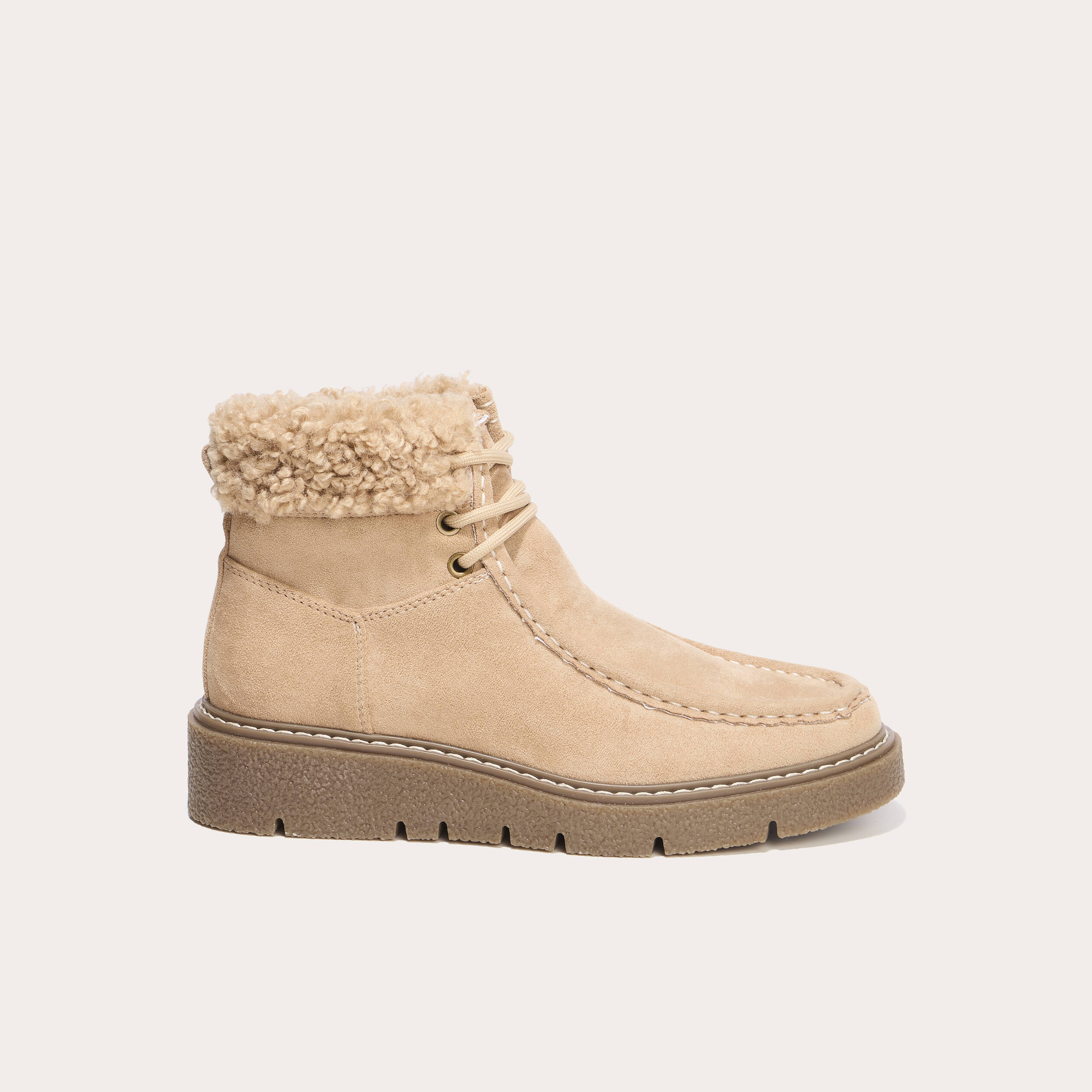 Bottines aspect daim beige femme Vibs