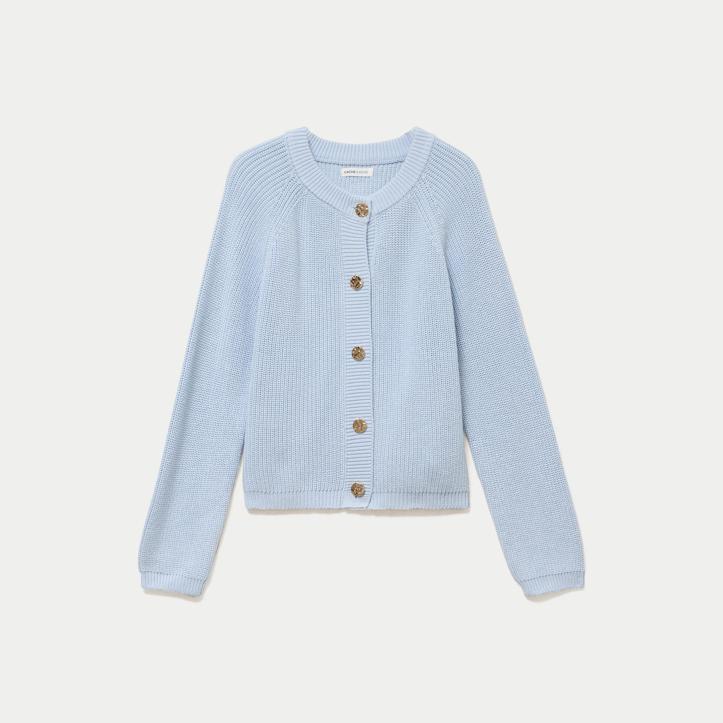 Gilet manches longues bleu ciel femme