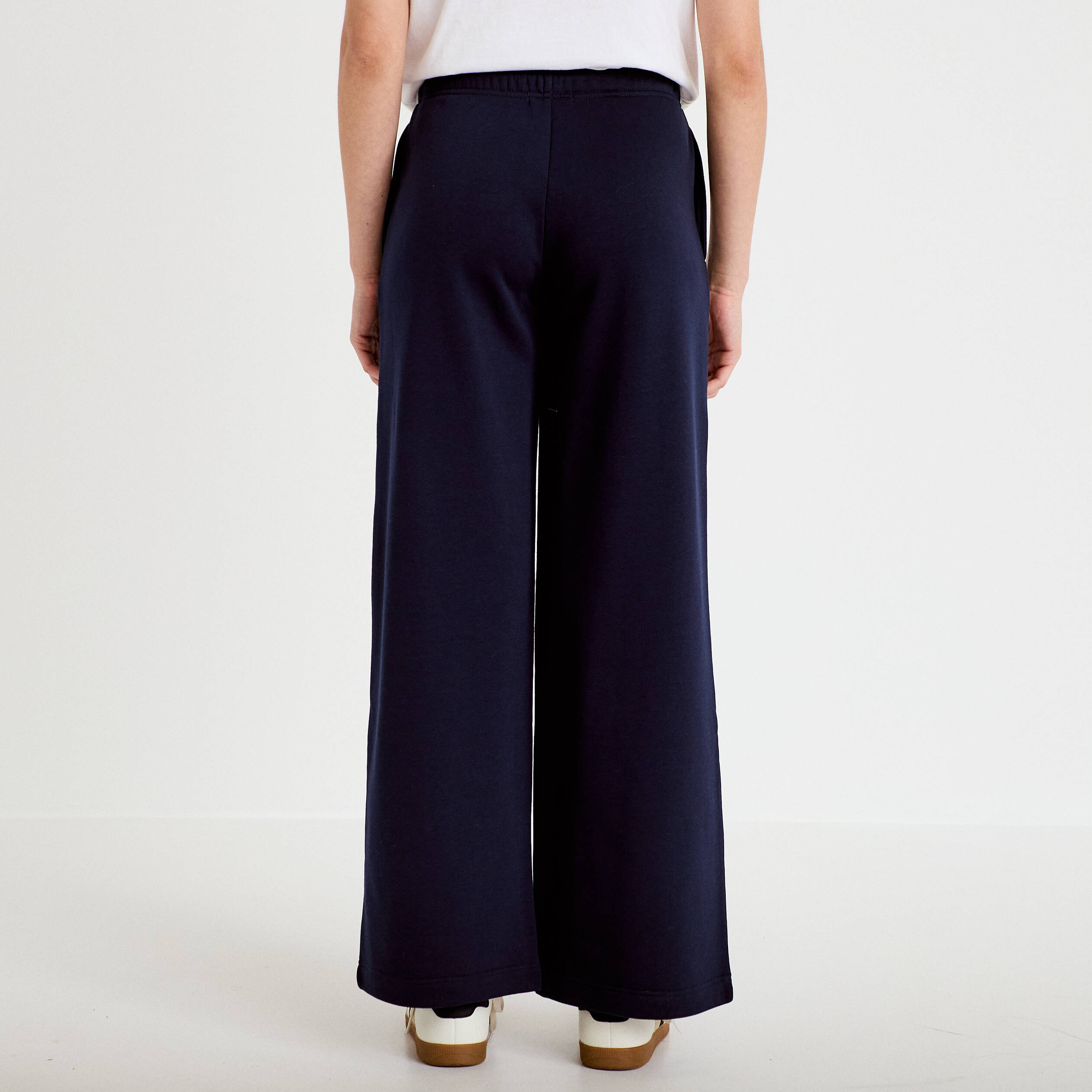Pantalon large style jogging bleu marine femme
