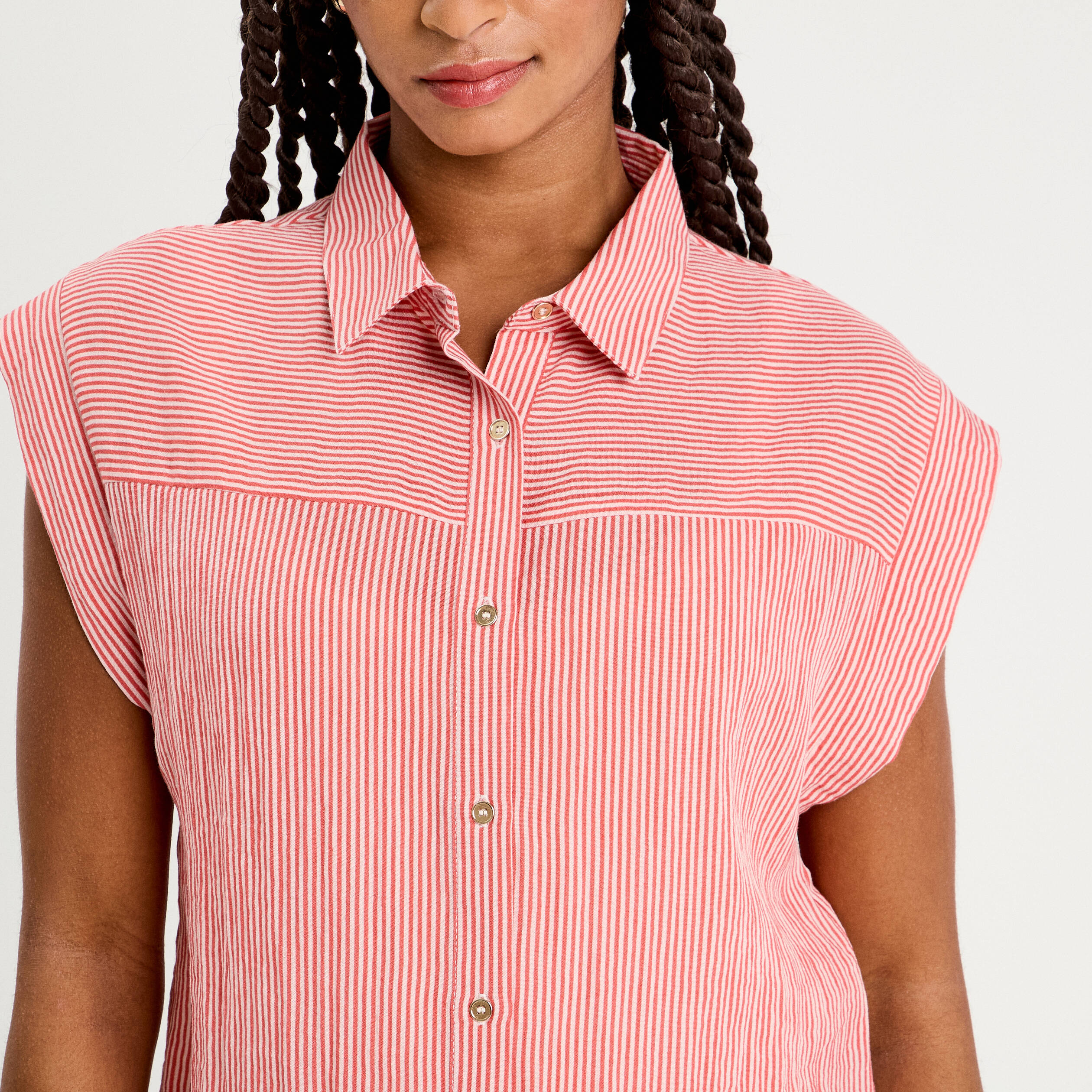 chemise sans manches rose corail femme Chemise sans manches rose corail femme