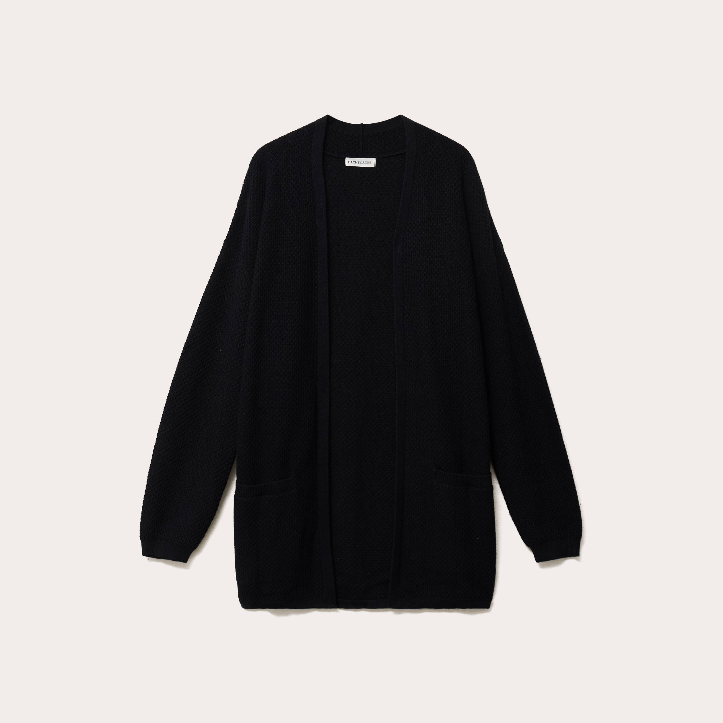 Gilet &agrave; pans manches longues avec poches noir femme