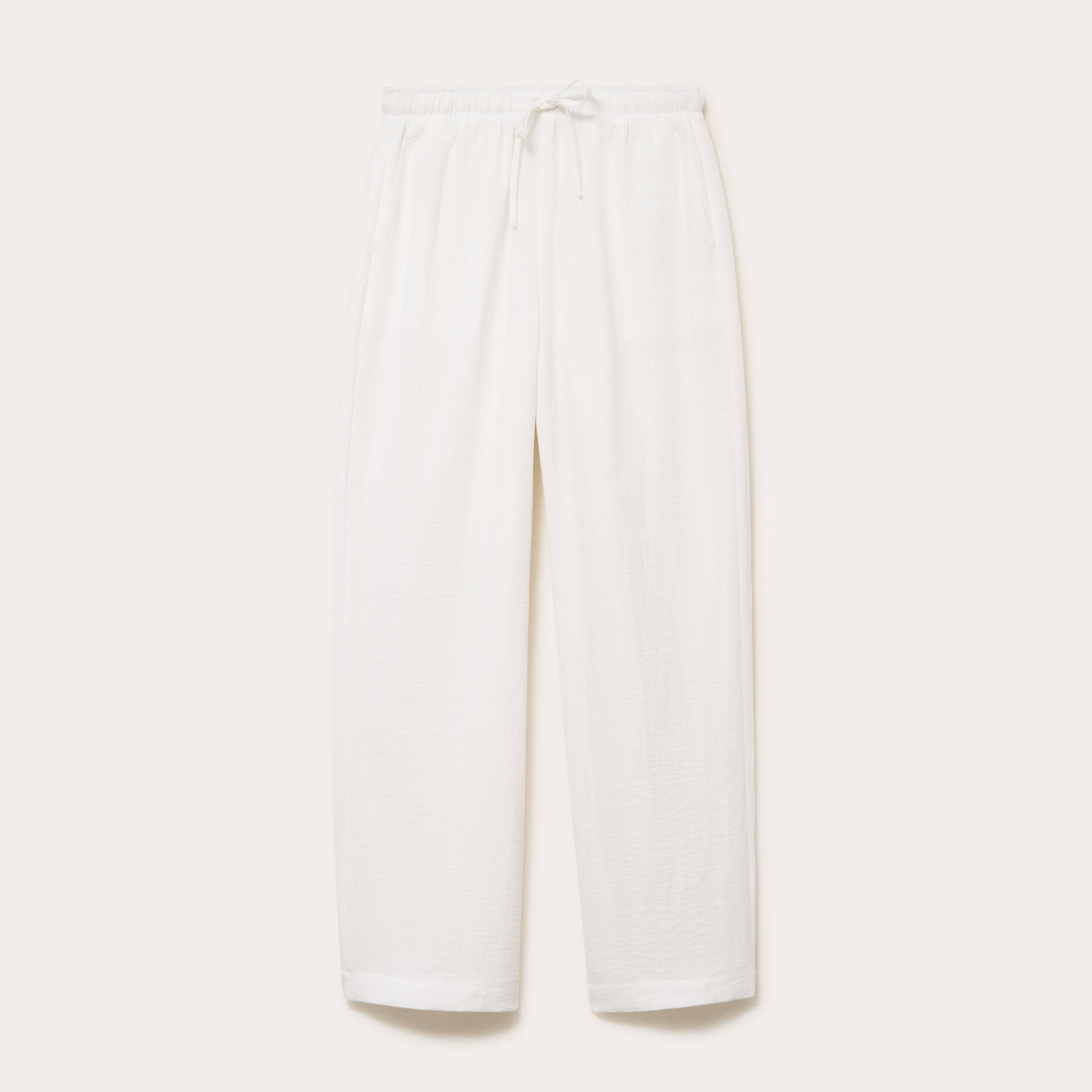Pantalon large fluide taille &eacute;lastiqu&eacute;e ecru femme