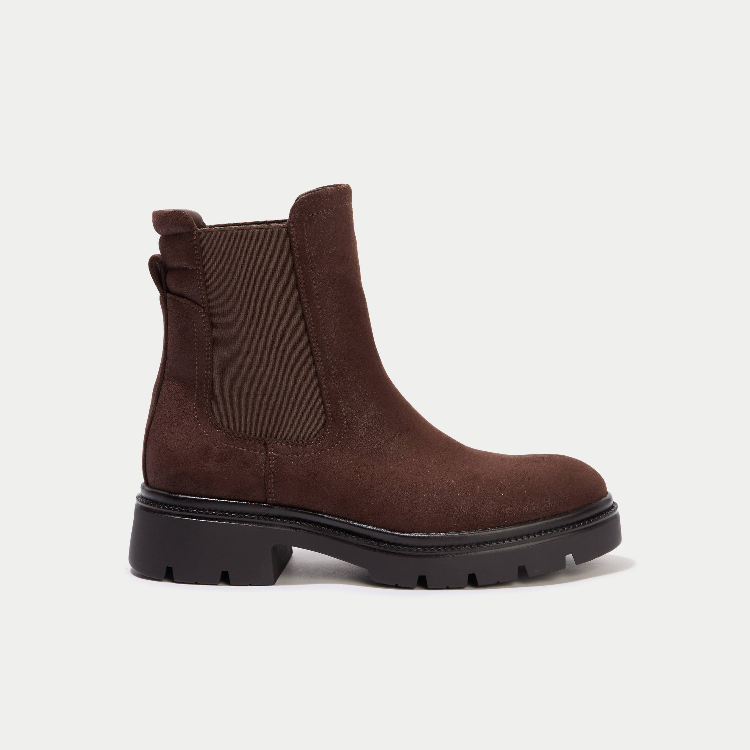 Bottines aspect daim marron femme