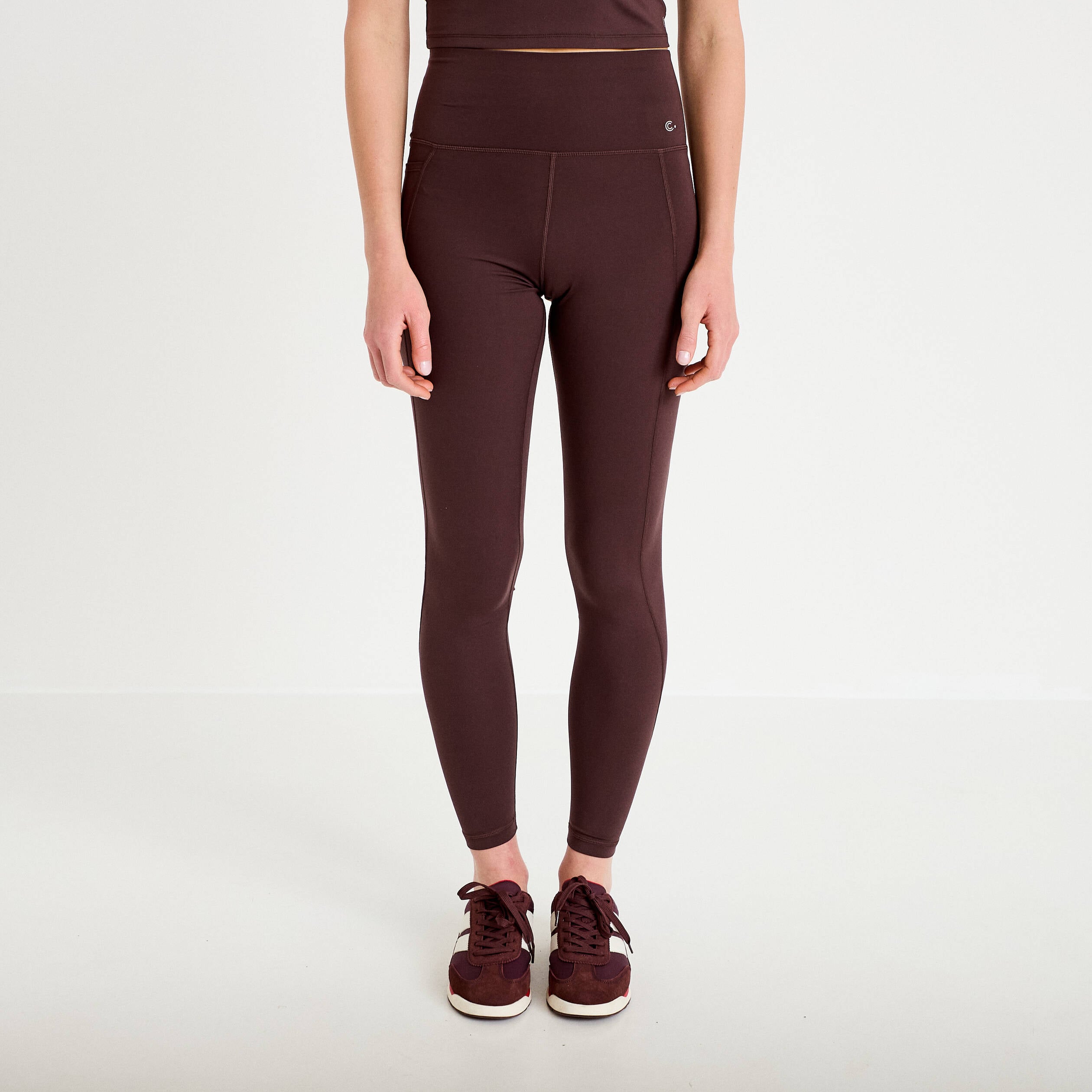 Leggings taille haute marron fonc&eacute; femme