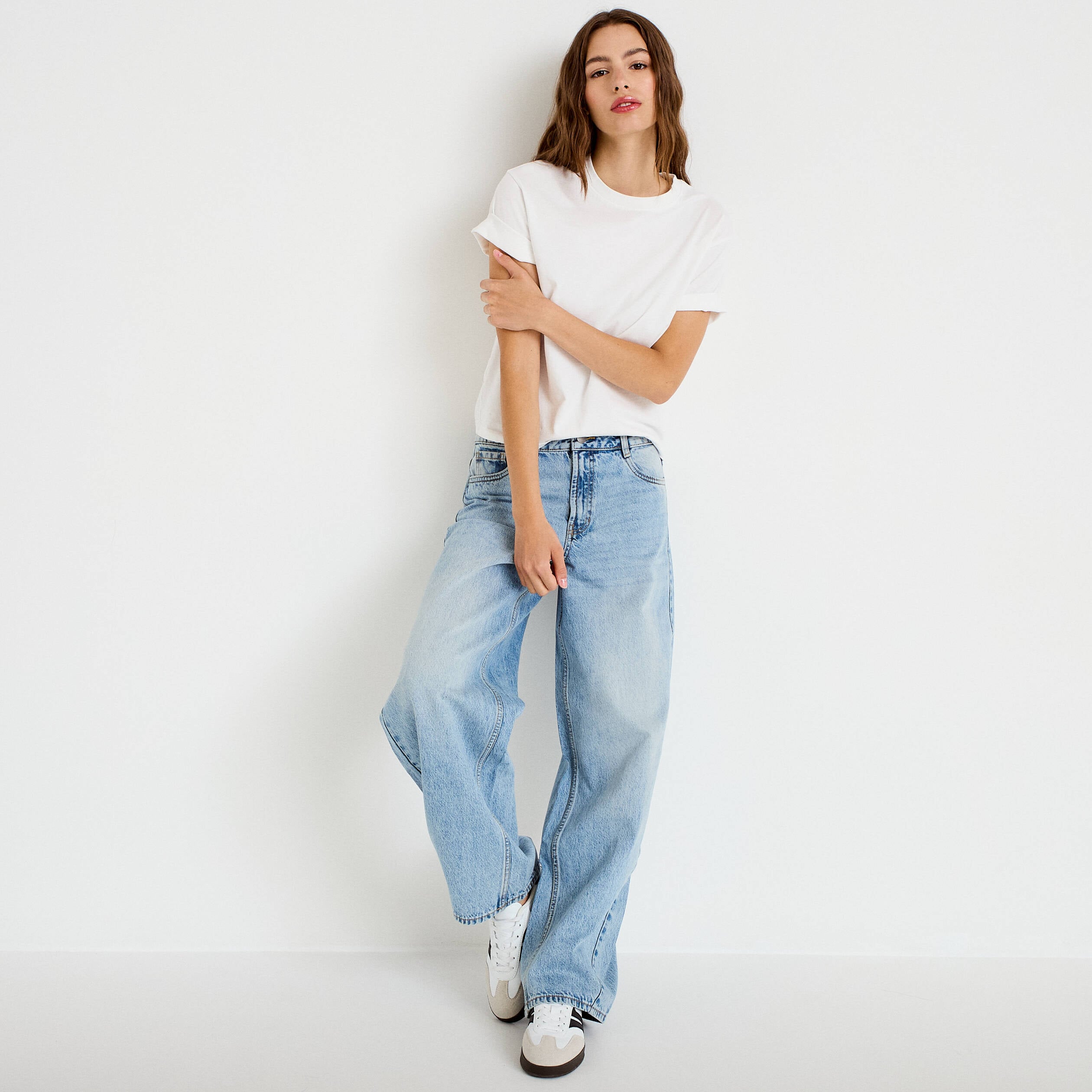 Jean barrel taille haute denim triple stone femme