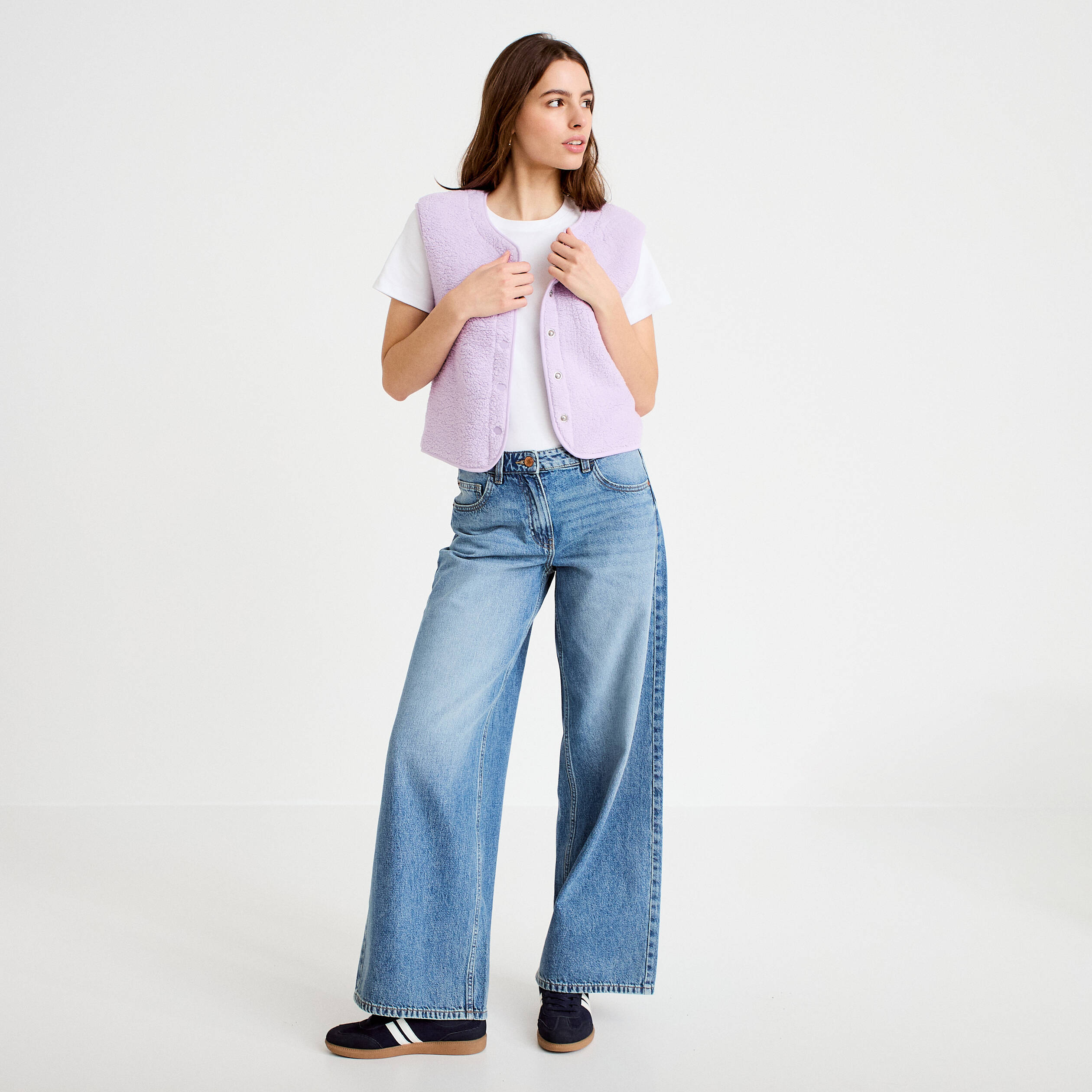 Gilet sans manches effet polaire parme femme