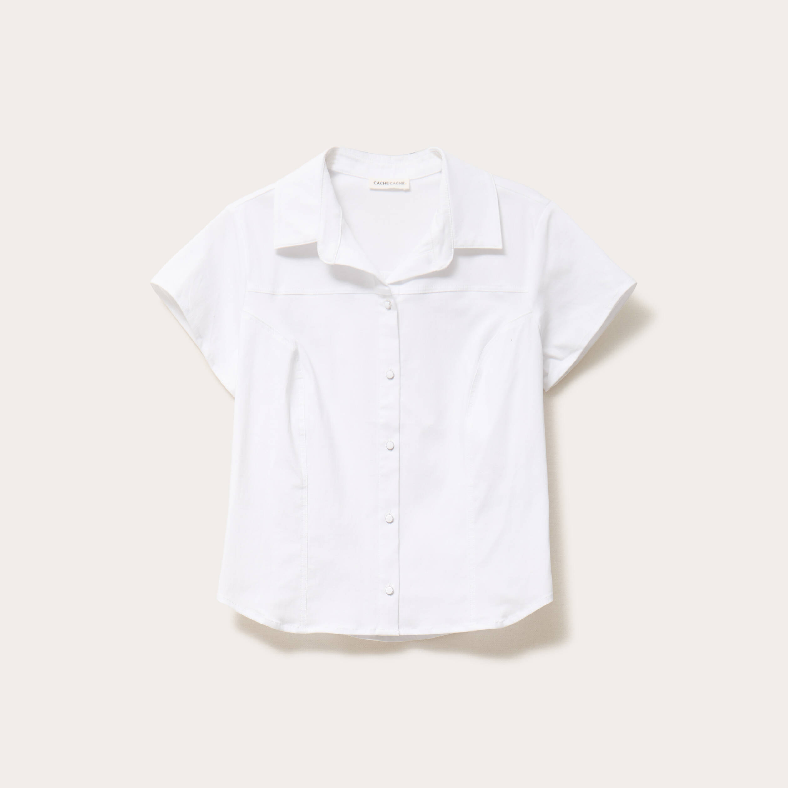 Chemise cintrée manches courtes blanc femme Vibs