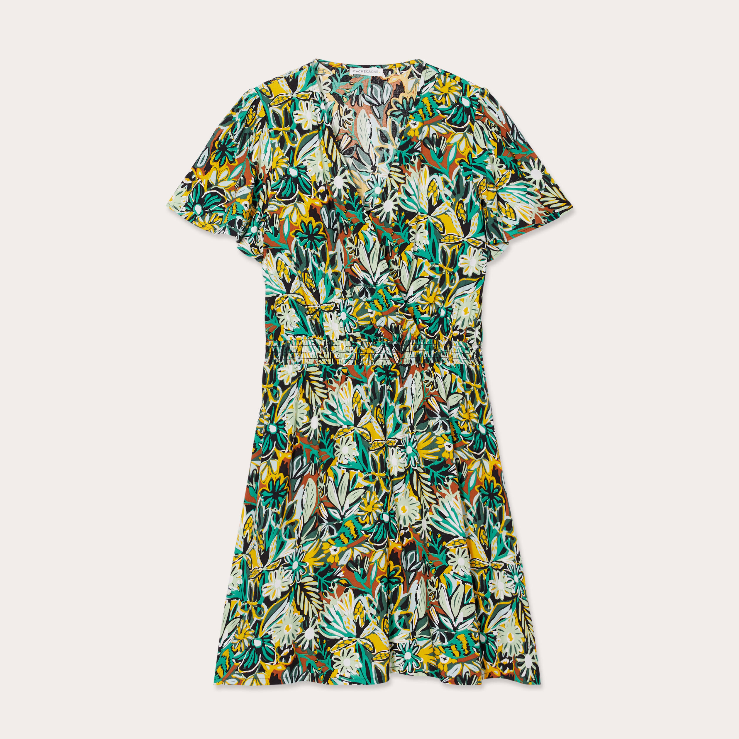 ROBE de FLEURS えみ 265-1 DAISY Sukienka z falbankami - ZIELONA - Moda Damska Numoco