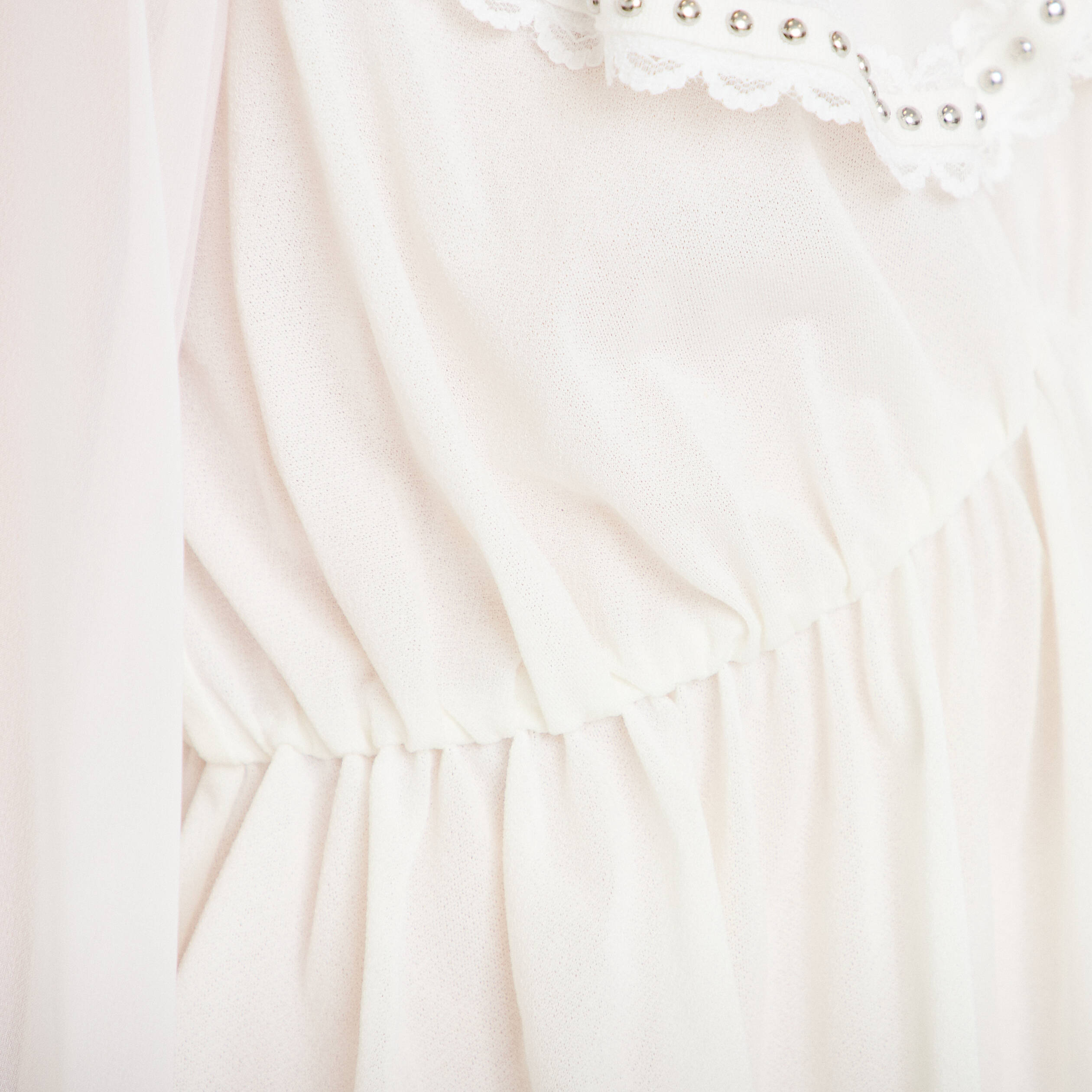 Blouse col claudine bas resserr&eacute; ecru femme