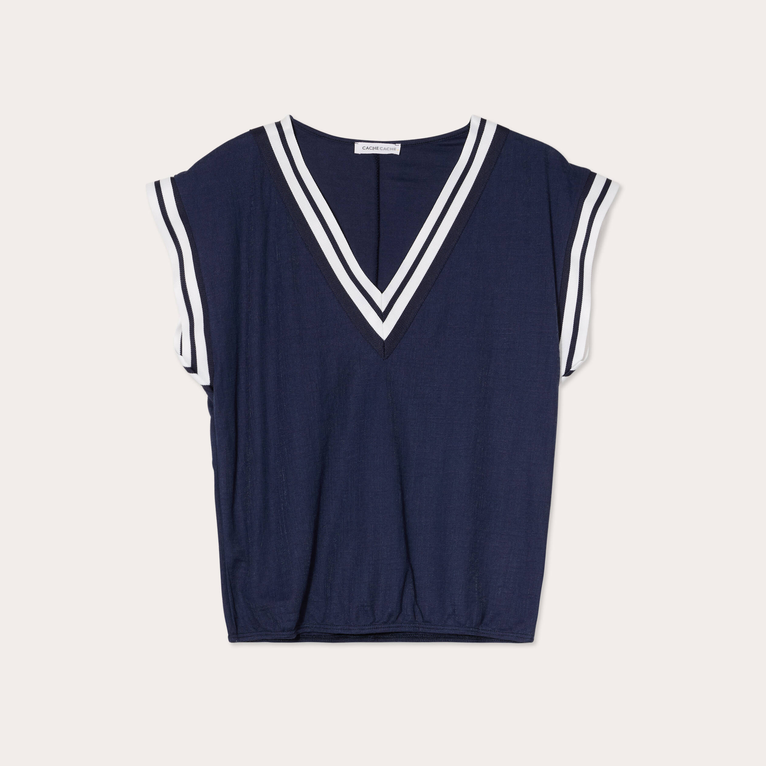 D&eacute;bardeur sans manches bleu marine femme