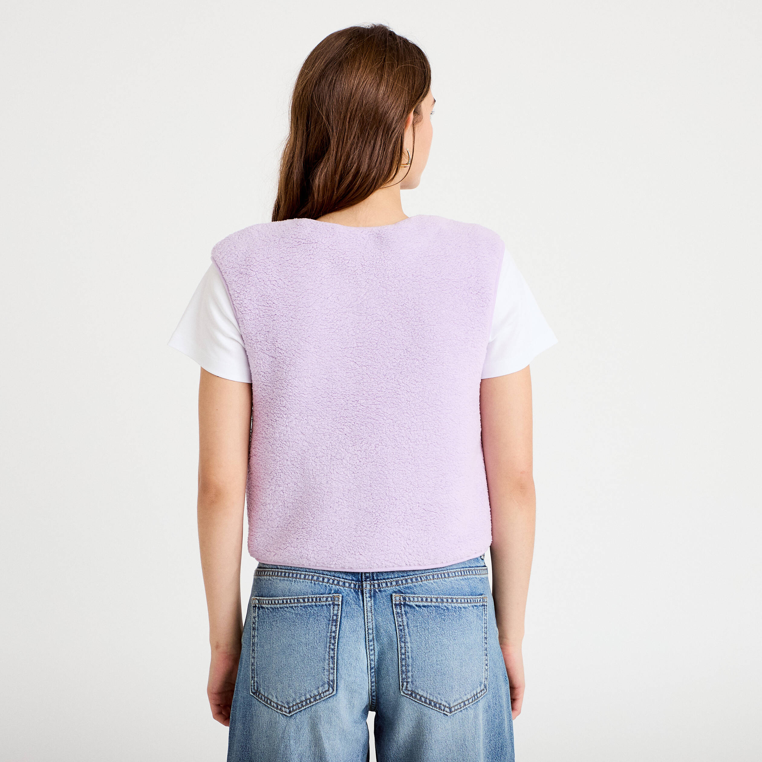 Gilet sans manches effet polaire parme femme