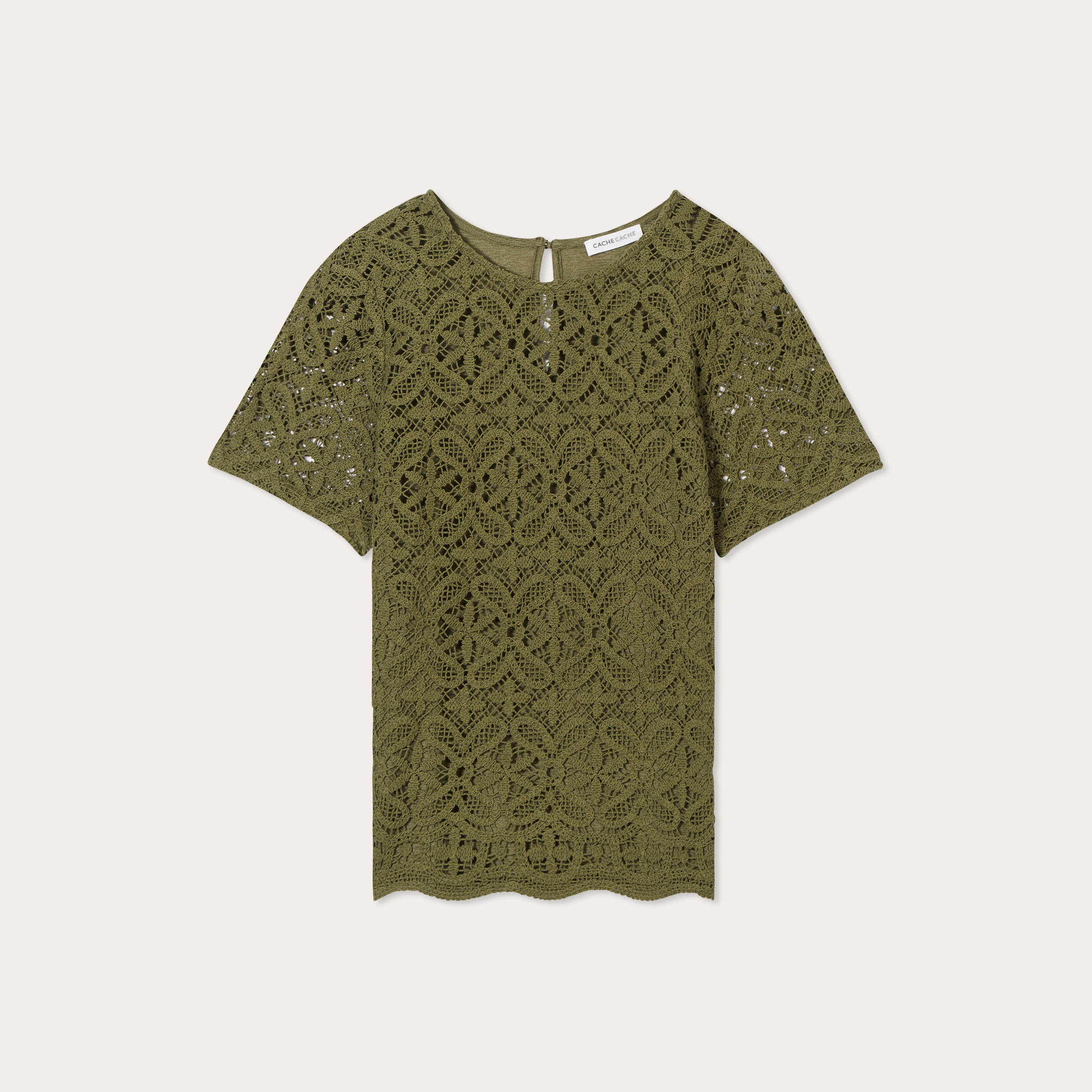 T-shirt manches courtes vert olive femme