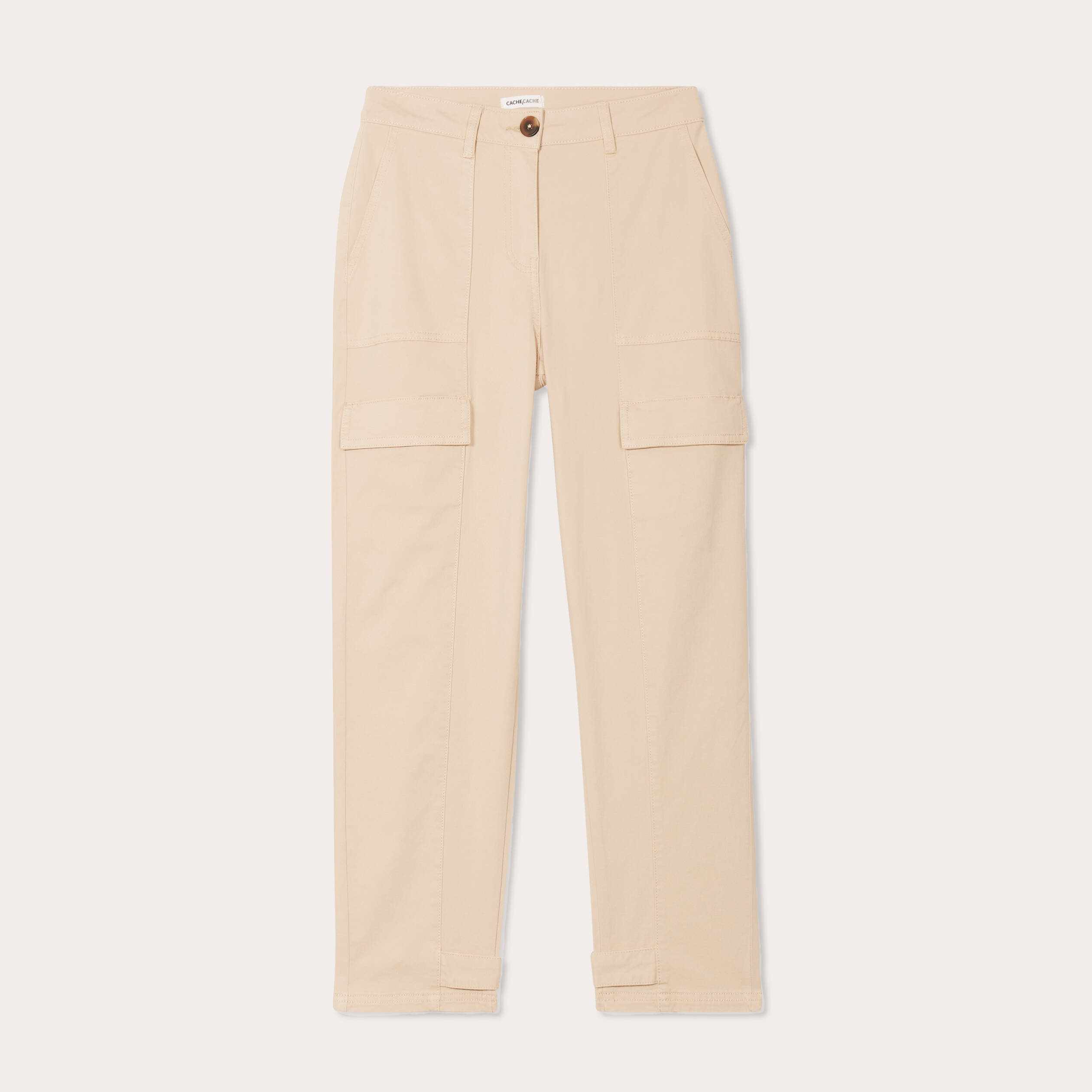 pantalon cargo bas resserre sable femme Pantalon cargo bas resserré sable femme