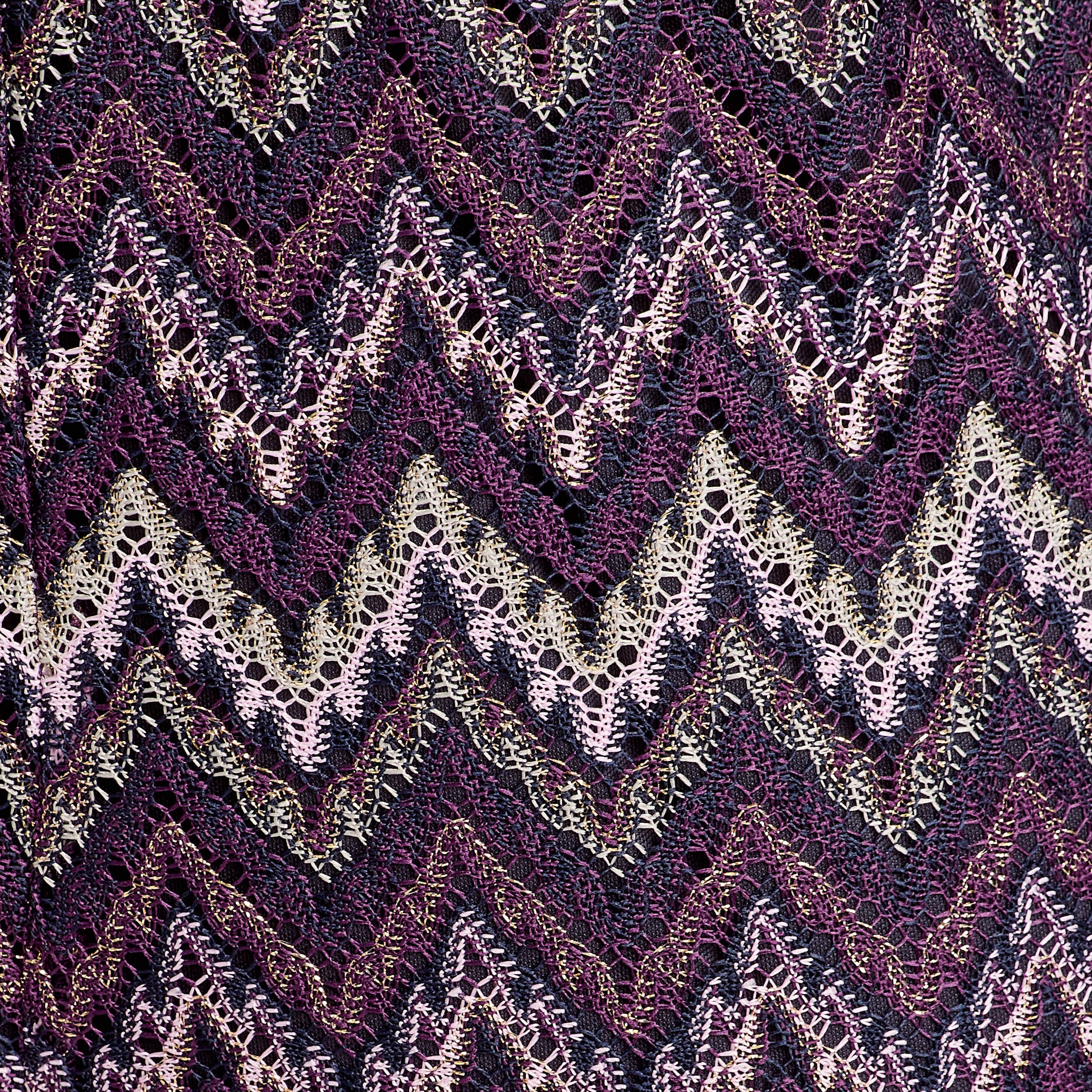 Pantalon large ajour&eacute; violet femme
