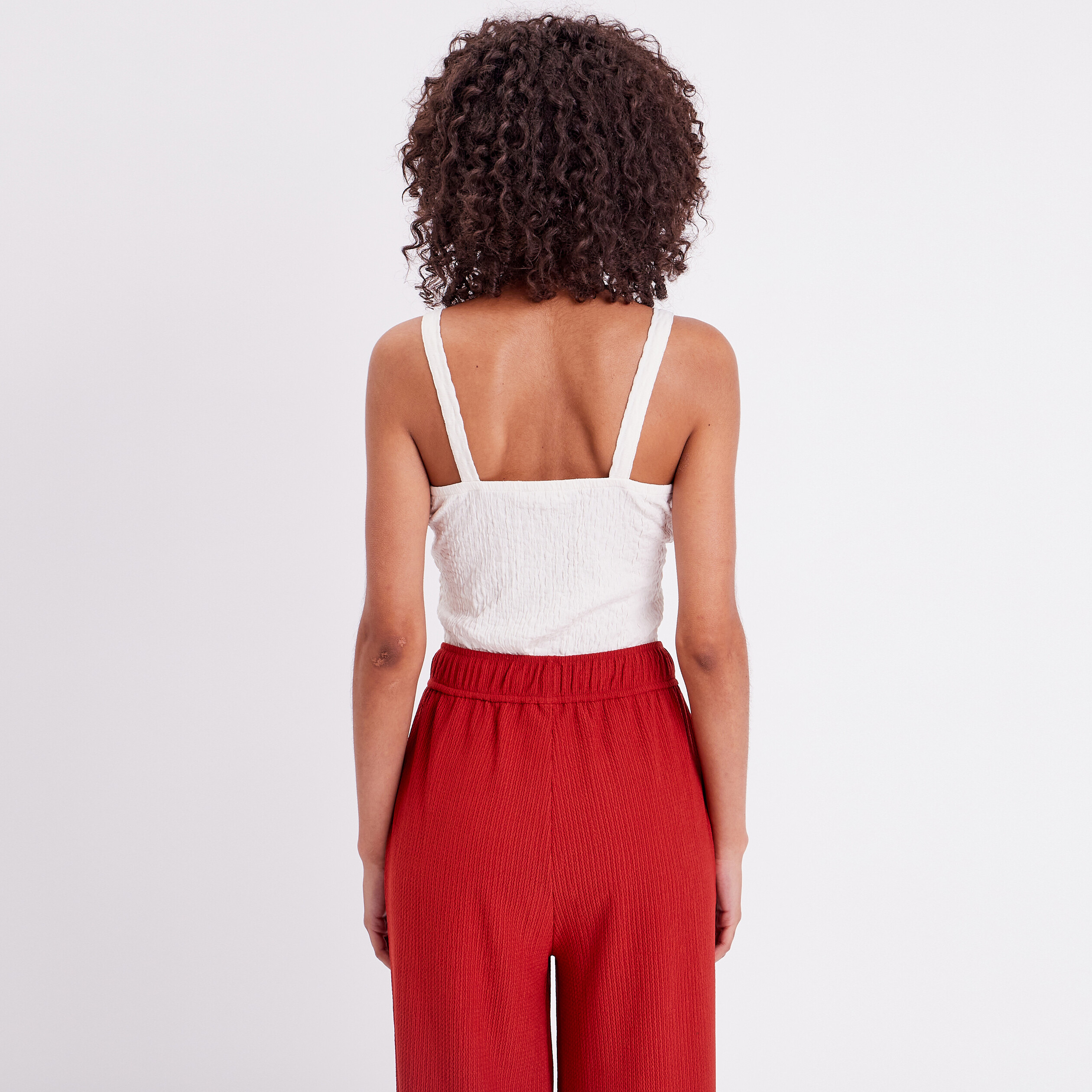 debardeur bustier gauffre ecru femme Débardeur bustier gauffré ecru femme