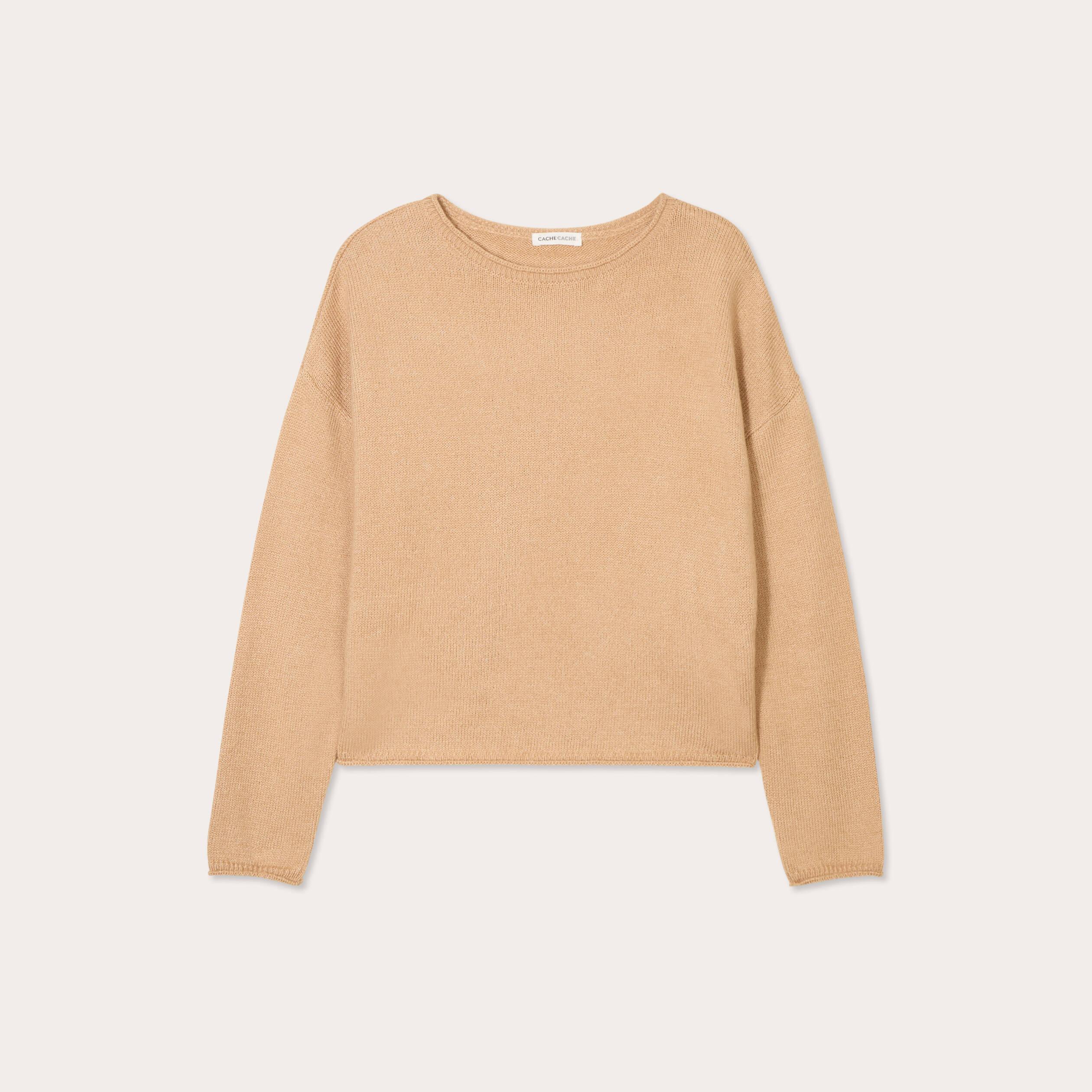 Pull manches longues beige femme