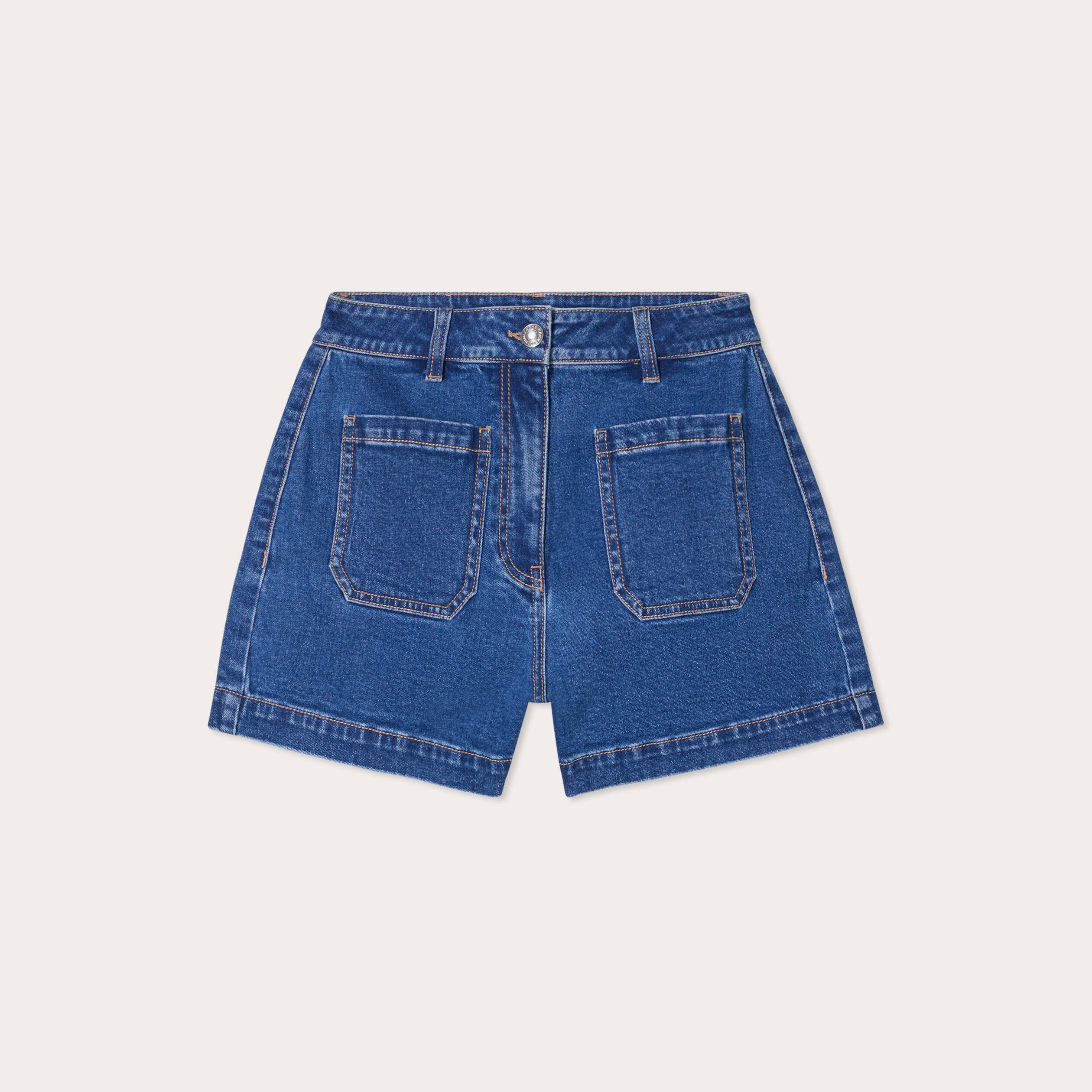 Short mom en jean denim double stone femme
