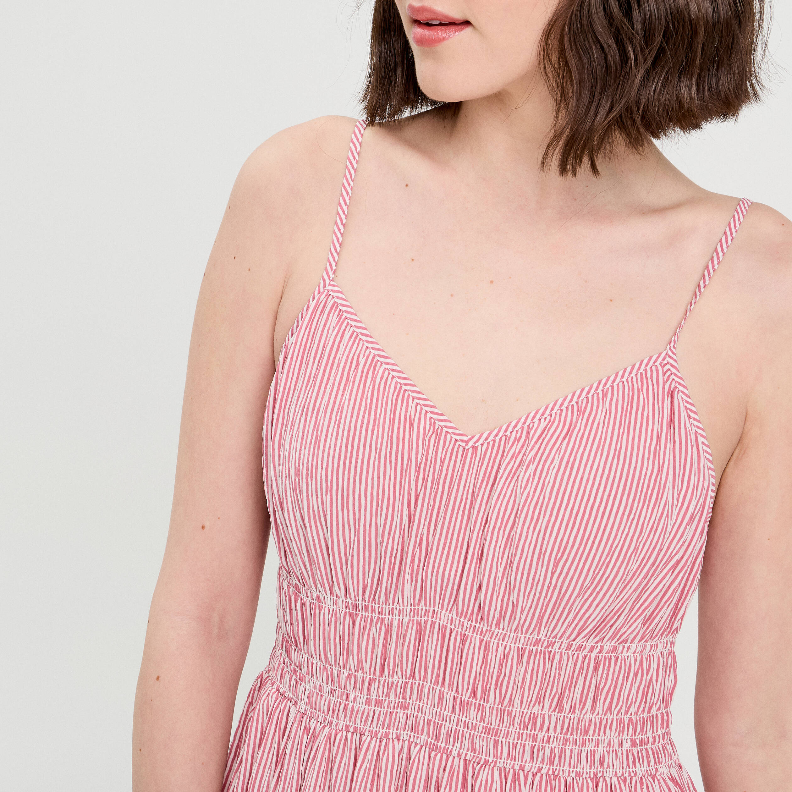 robe midi evasee bretelles vieux rose femme Robe midi évasée bretelles vieux rose femme