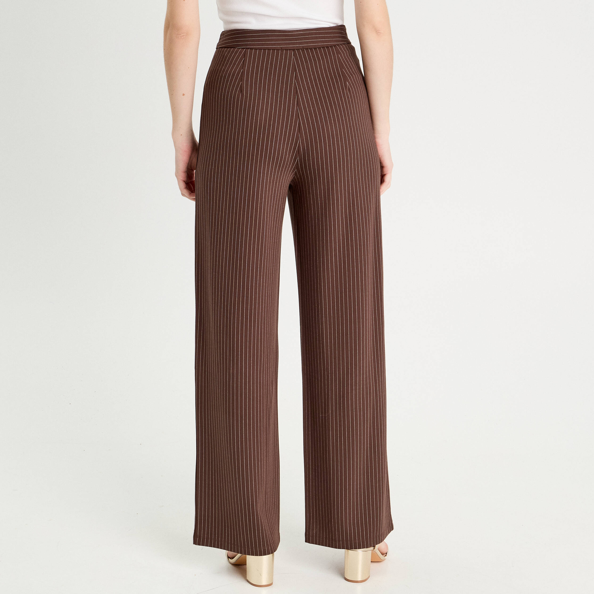 pantalon jambe large marron chocolat femme Pantalon jambe large marron chocolat femme