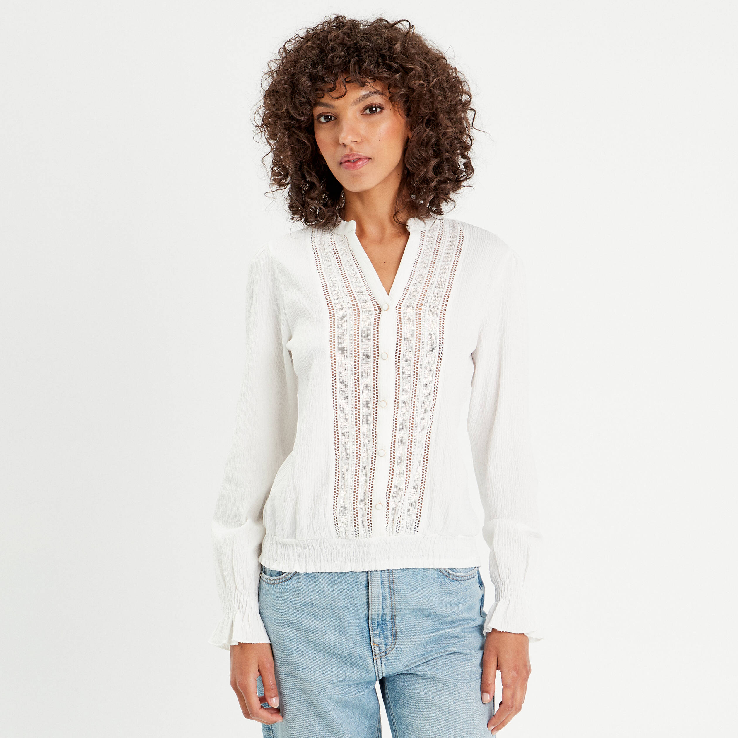 blouse manches longues ecru femme Blouse manches longues ecru femme