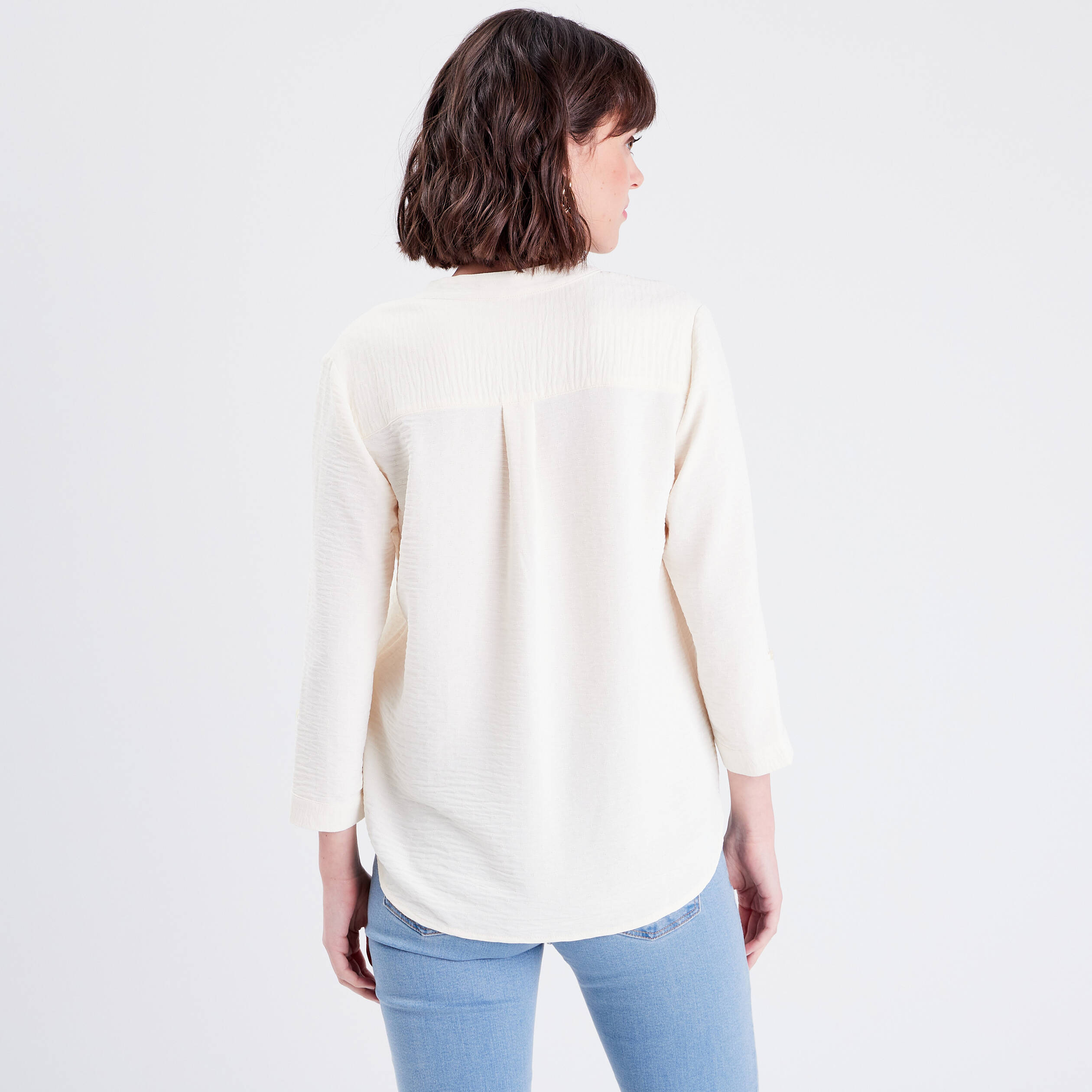 Chemise manches 3/4 ivoire femme