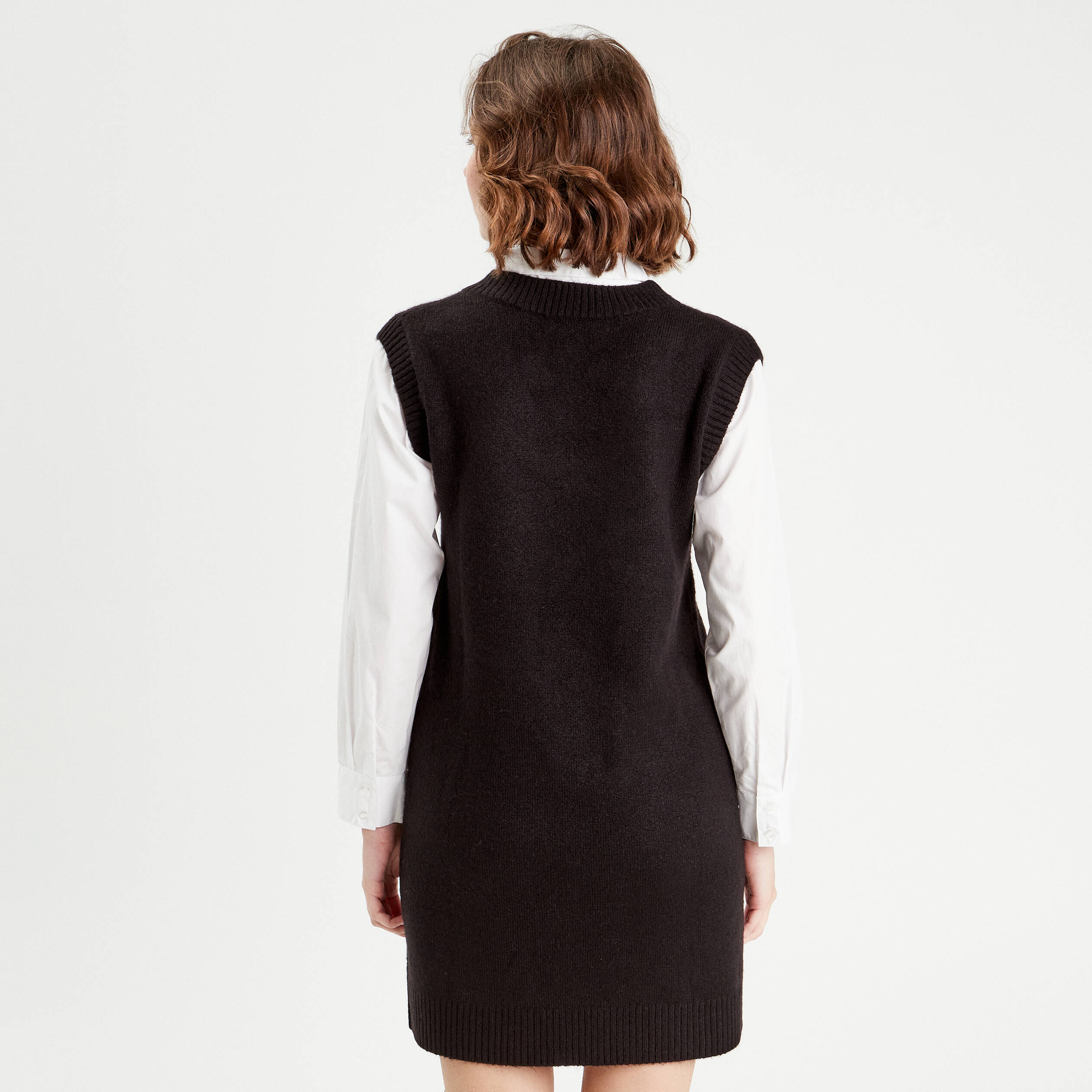 robe pull droite 2 en 1 noir femme Robe pull droite 2-en-1 noir femme