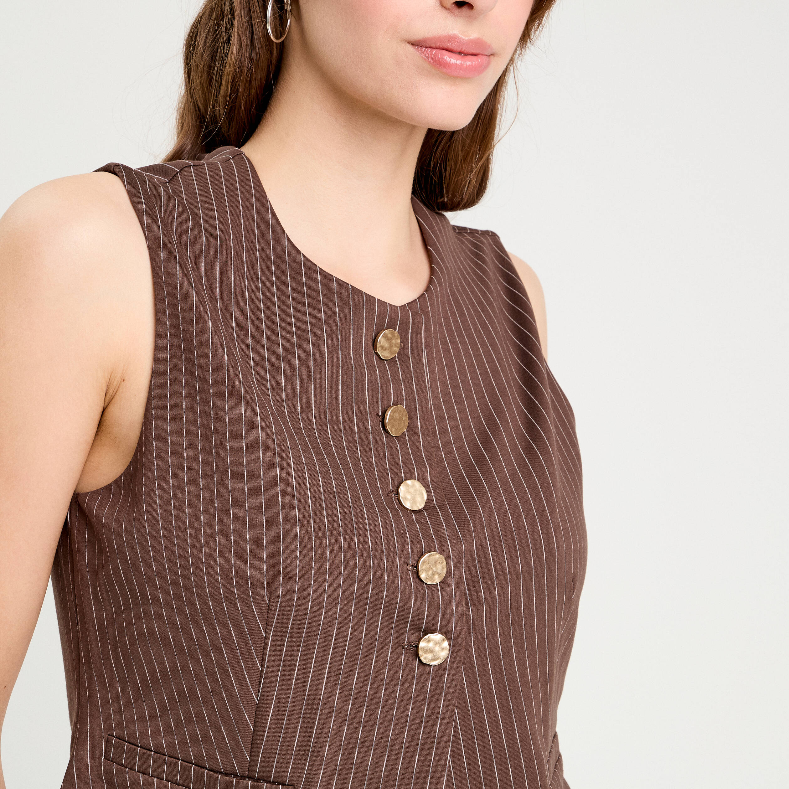 Veston sans manches marron chocolat femme