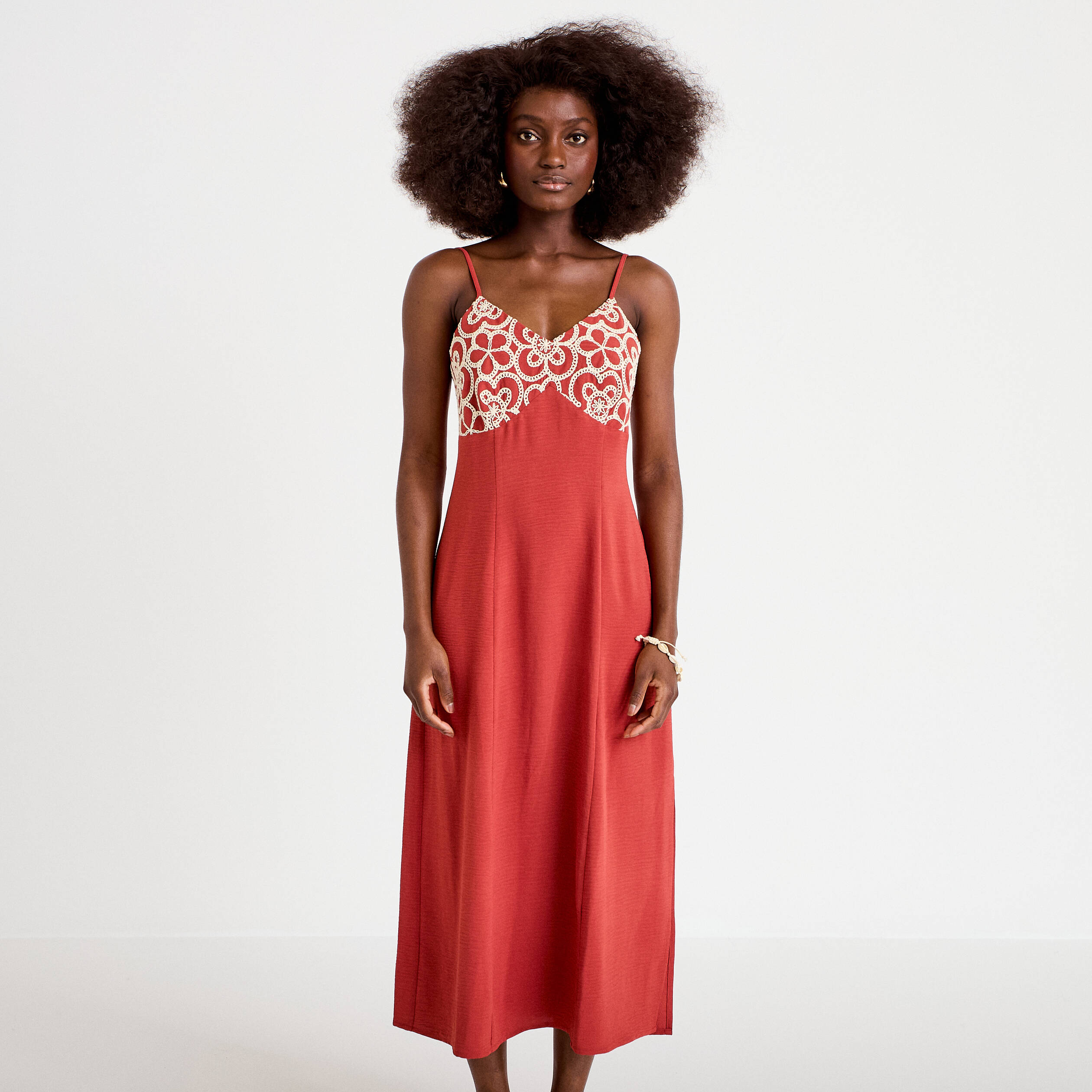 Robe Décolleté en V sans Manches Imprimé Feuilles De Boulettes Femme