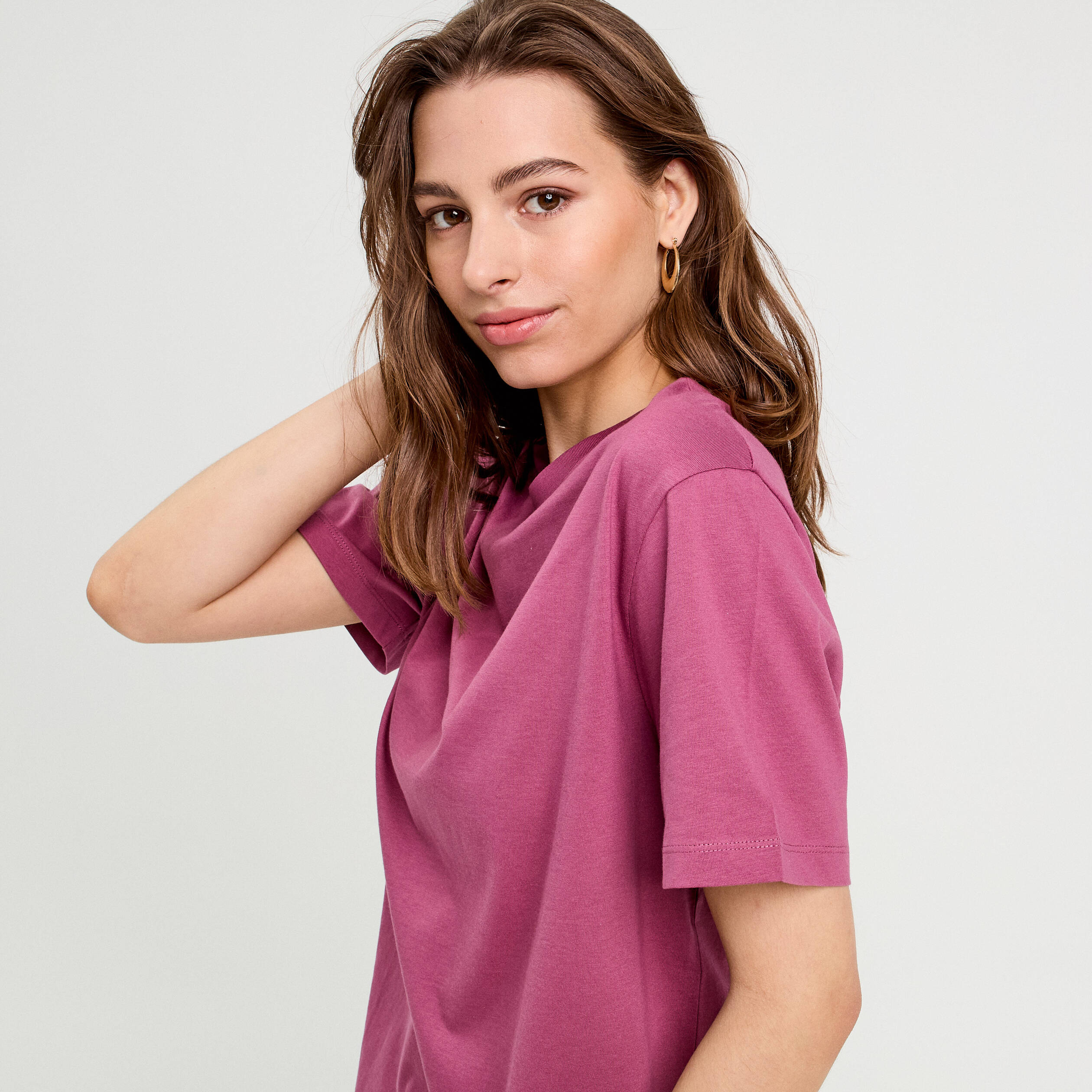 t shirt oversize col rond prune femme T-shirt oversize col rond prune femme
